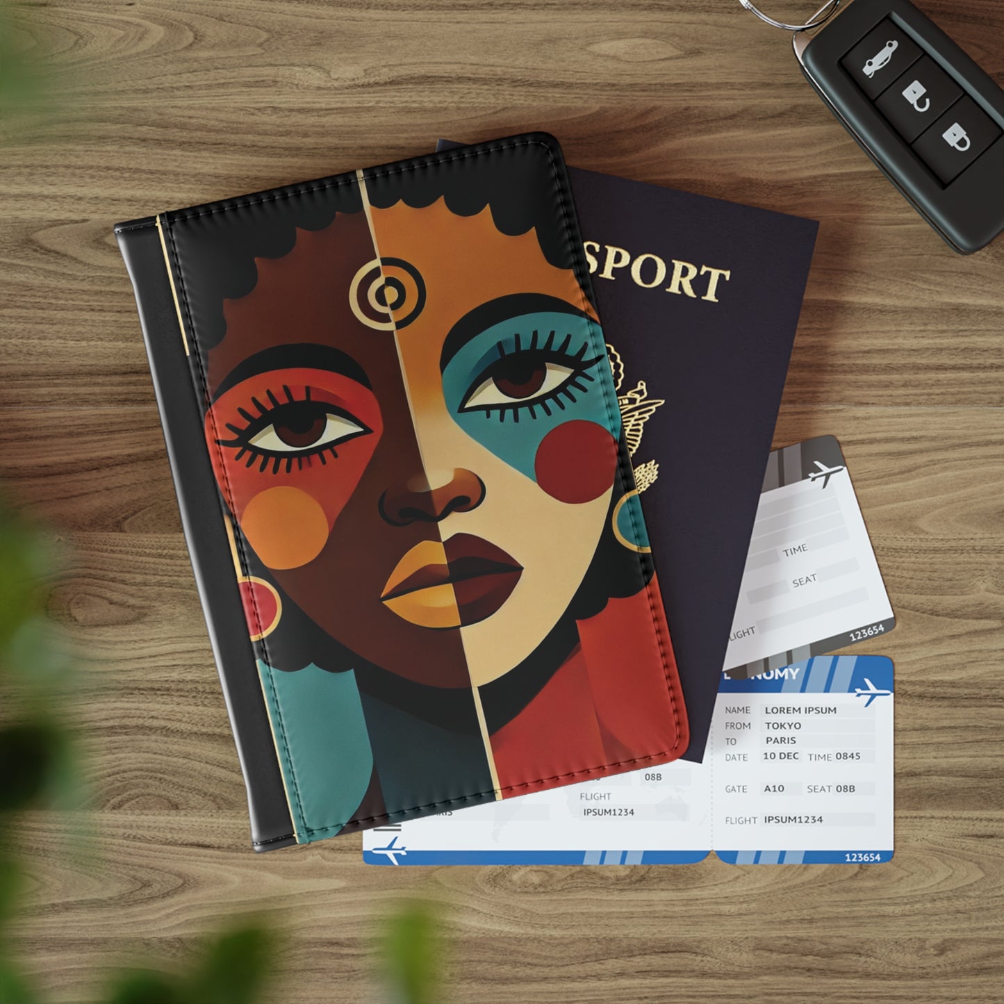 Abstract Afrocentric Face Passport Cover | Colorful Tribal Portrait