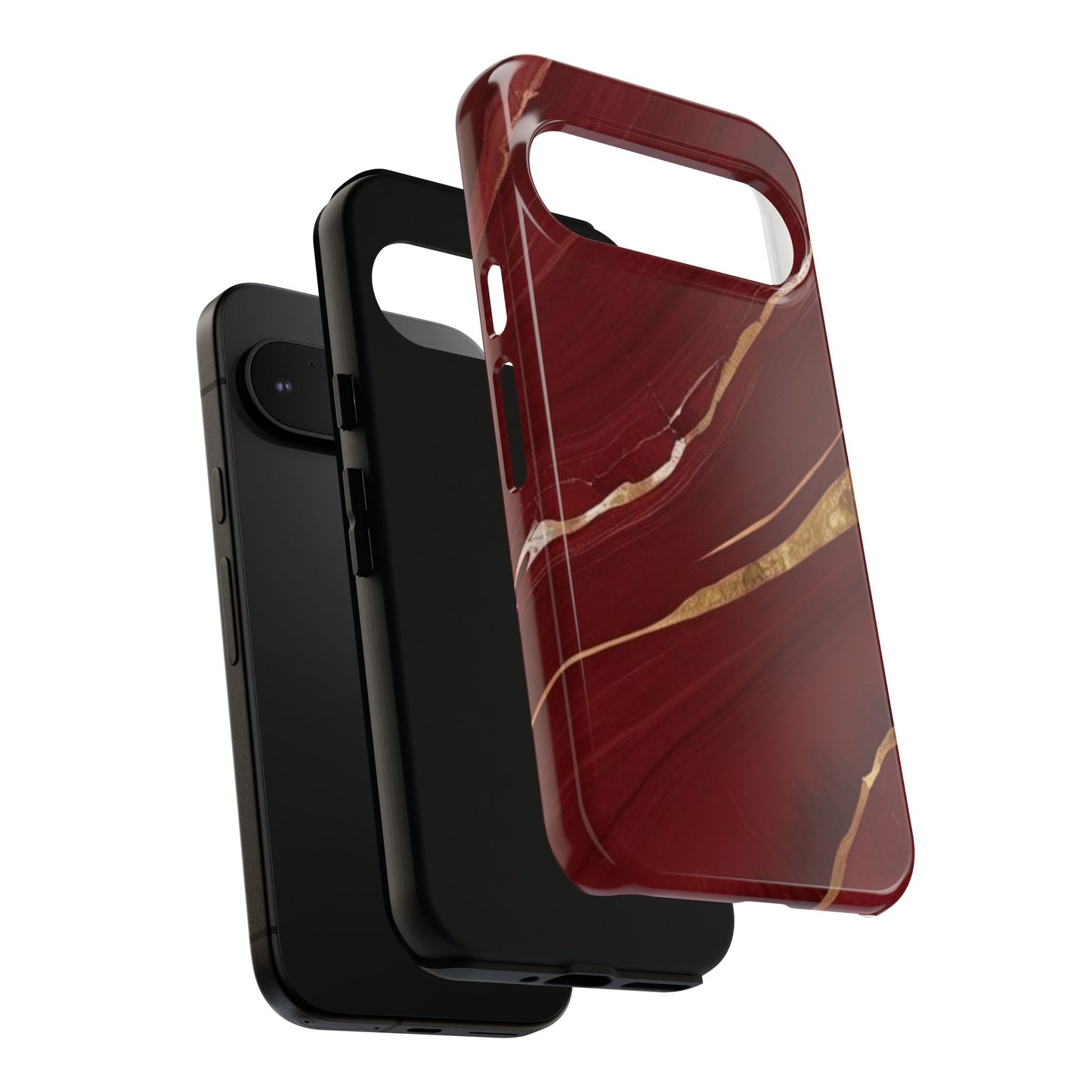 Elegant Red Marble Phone Case - Tough Cases, Stylish Phone Cover, Gift for Her, Luxe Cellphone Protection, Modern Accessories