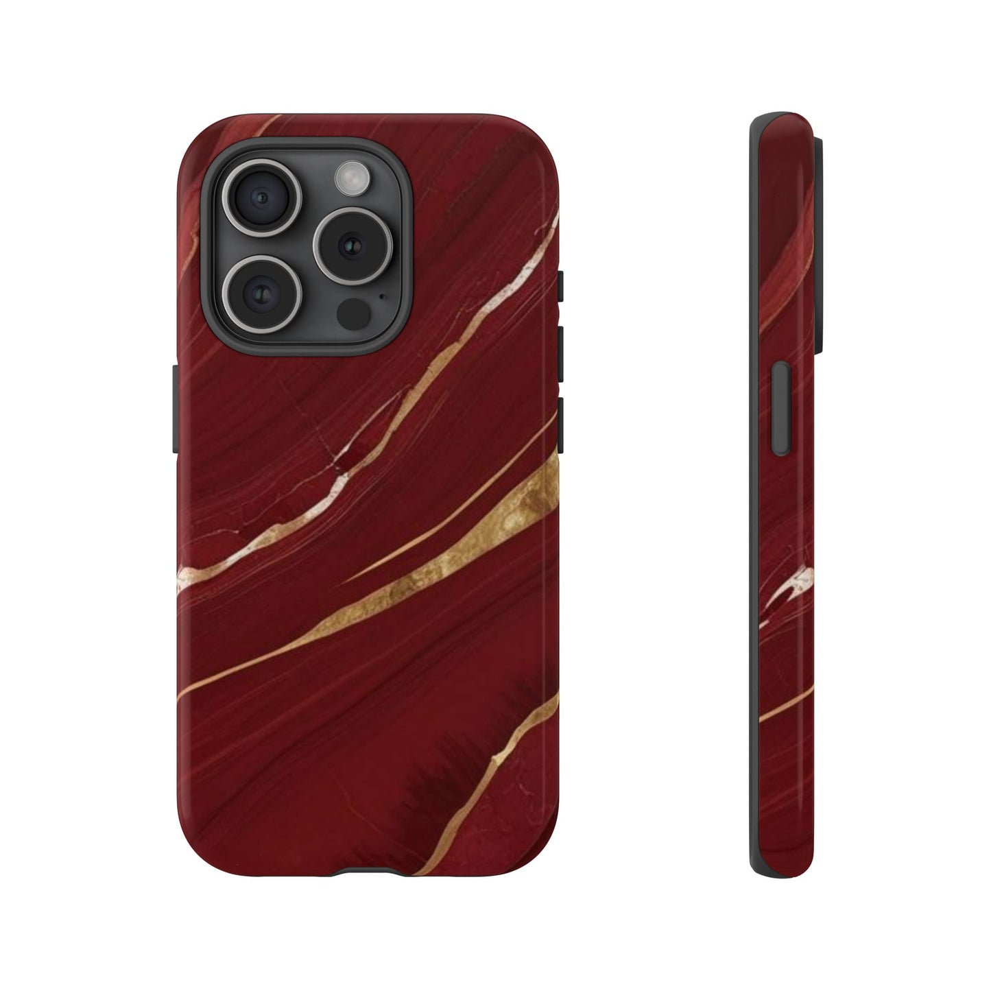 Elegant Red Marble Phone Case - Tough Cases, Stylish Phone Cover, Gift for Her, Luxe Cellphone Protection, Modern Accessories