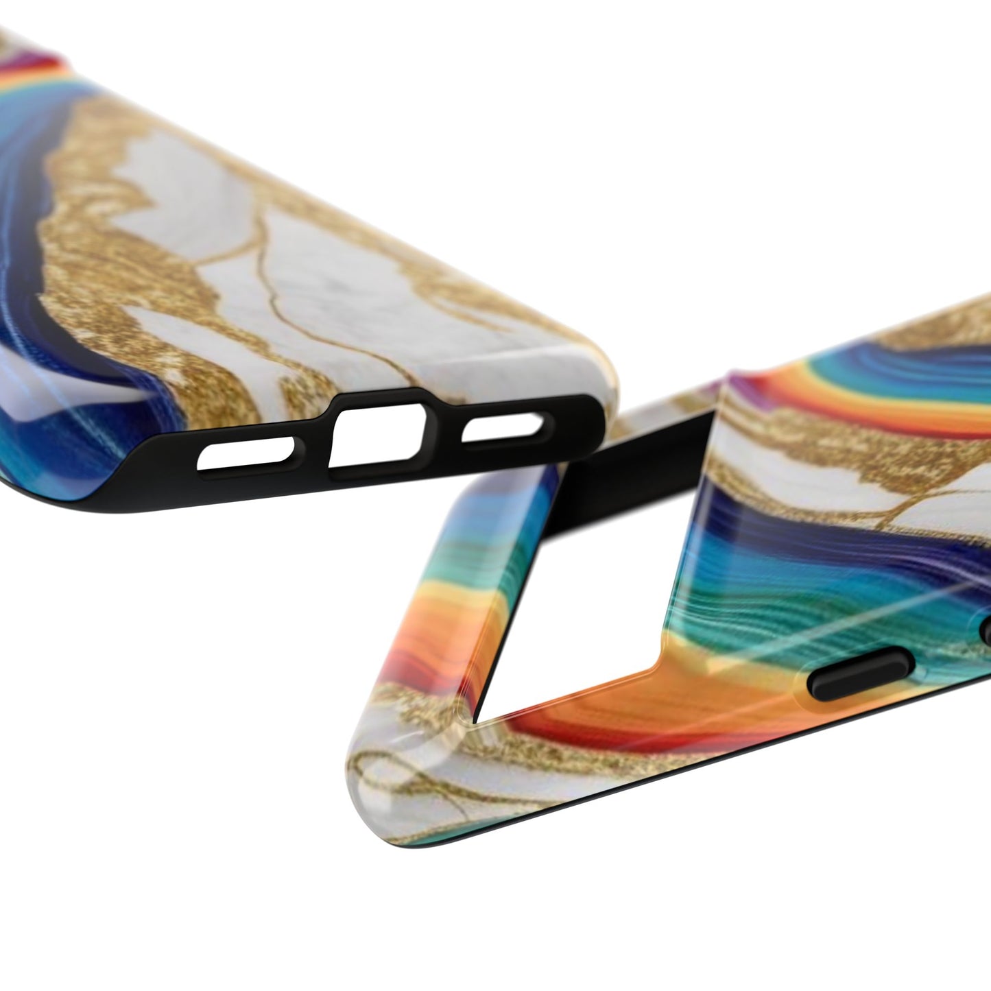 Colorful Marble Phone Case with Rainbow Design, Tough Phone Cover, Customizable Gift, Trendy Cell Accessories, Unique Style