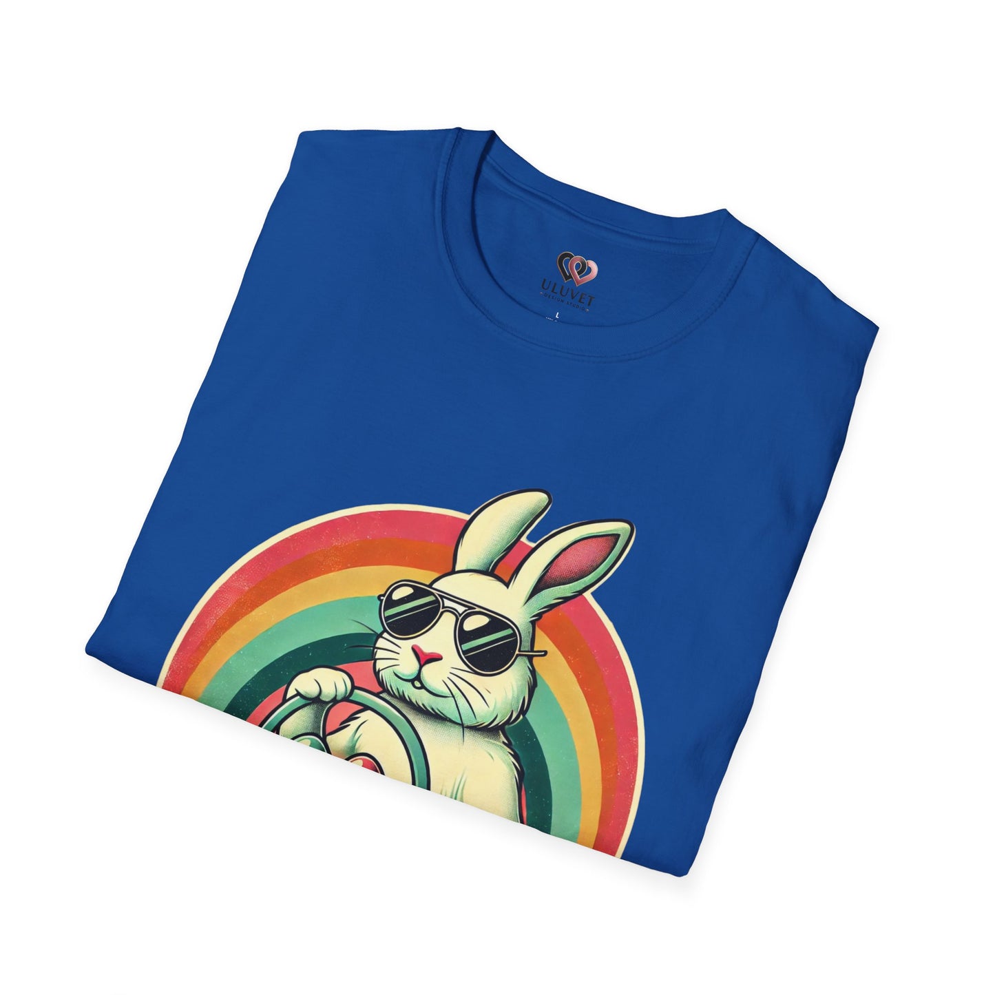 Retro Bunny Easter T-Shirt, Cute Rabbit Graphic Tee for Spring Celebrations, Unisex Softstyle Shirt, Perfect for Easter and Brunch, Fun Gift