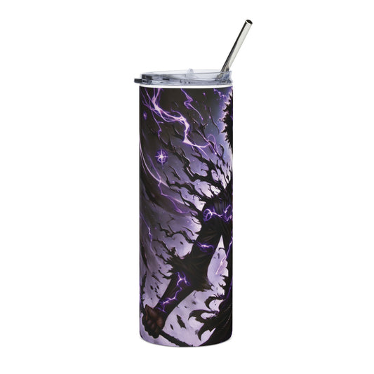 20oz Stainless Tumbler — Purple Lightning Demon Meditation Design