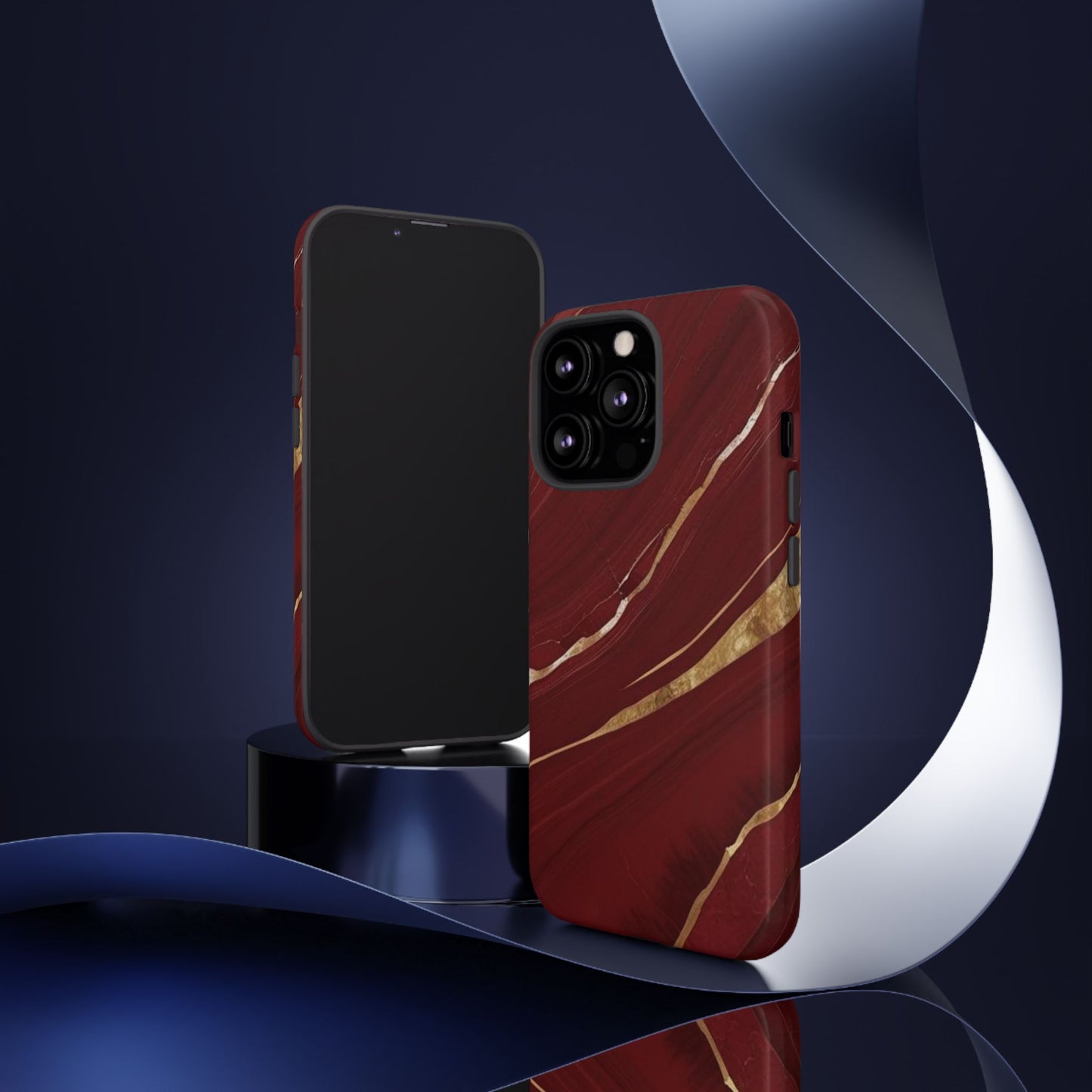 Elegant Red Marble Phone Case - Tough Cases, Stylish Phone Cover, Gift for Her, Luxe Cellphone Protection, Modern Accessories