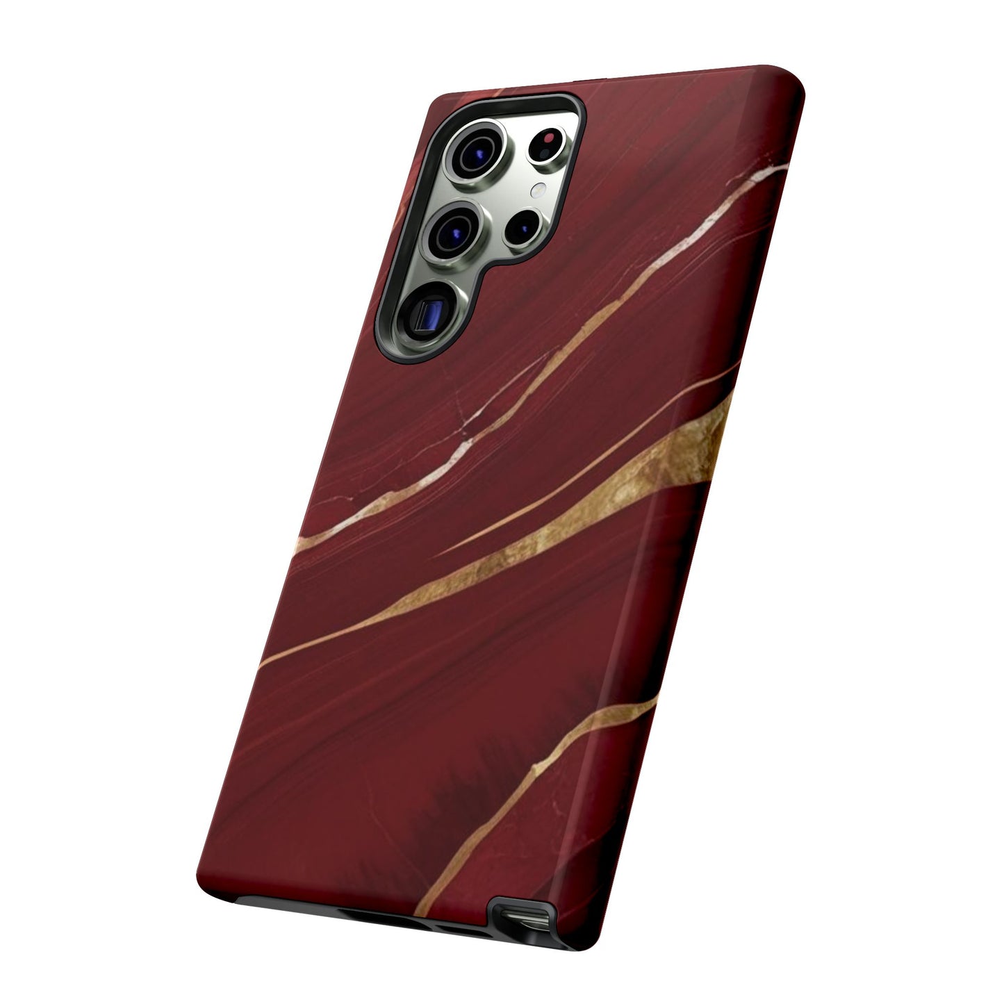 Elegant Red Marble Phone Case - Tough Cases, Stylish Phone Cover, Gift for Her, Luxe Cellphone Protection, Modern Accessories
