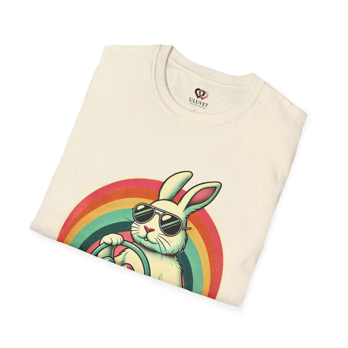 Retro Bunny Easter T-Shirt, Cute Rabbit Graphic Tee for Spring Celebrations, Unisex Softstyle Shirt, Perfect for Easter and Brunch, Fun Gift