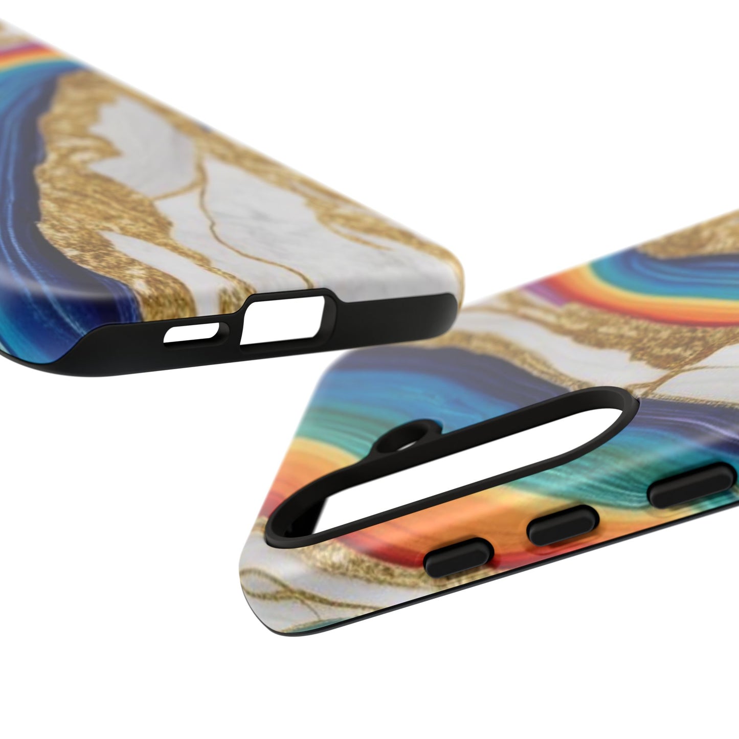 Colorful Marble Phone Case with Rainbow Design, Tough Phone Cover, Customizable Gift, Trendy Cell Accessories, Unique Style