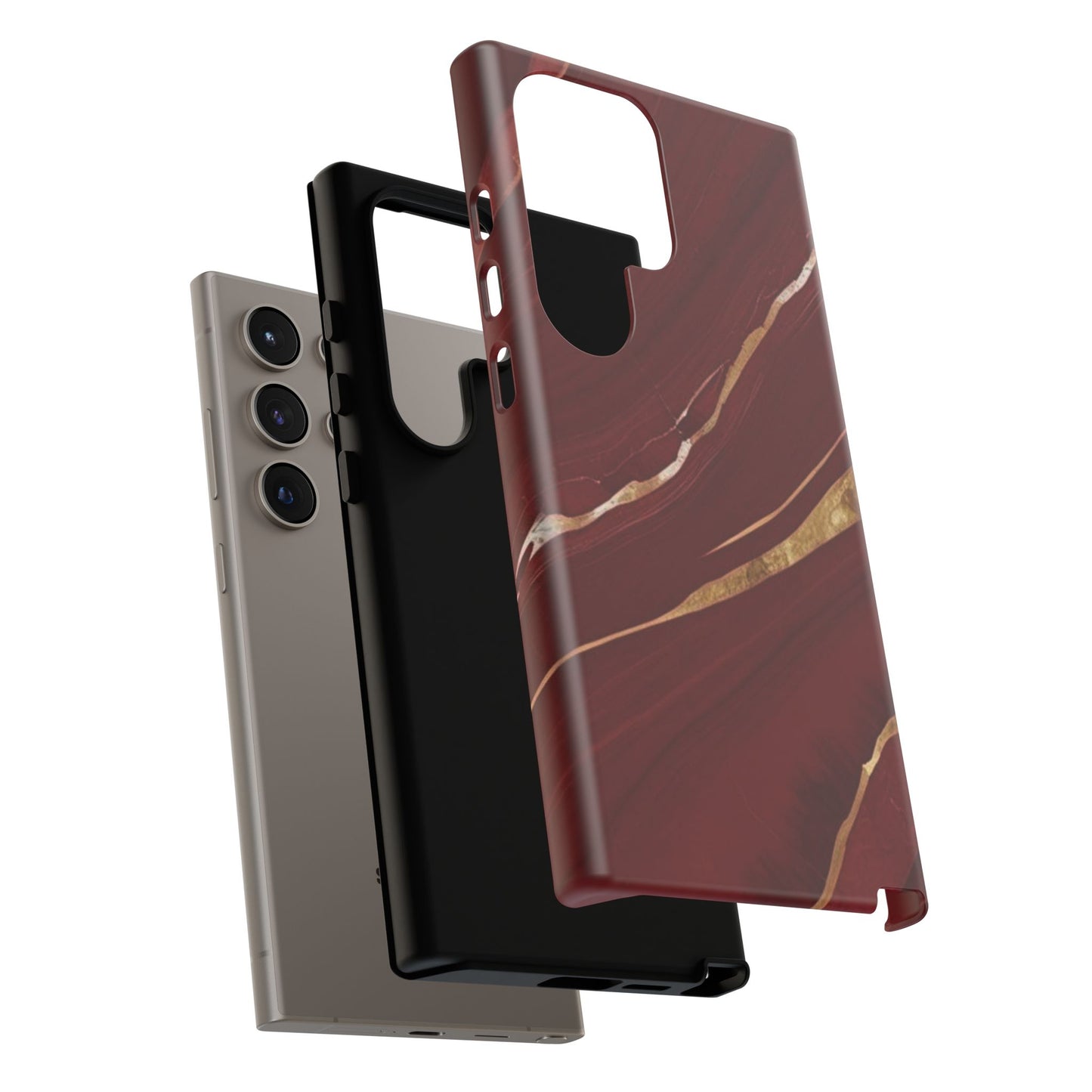 Elegant Red Marble Phone Case - Tough Cases, Stylish Phone Cover, Gift for Her, Luxe Cellphone Protection, Modern Accessories