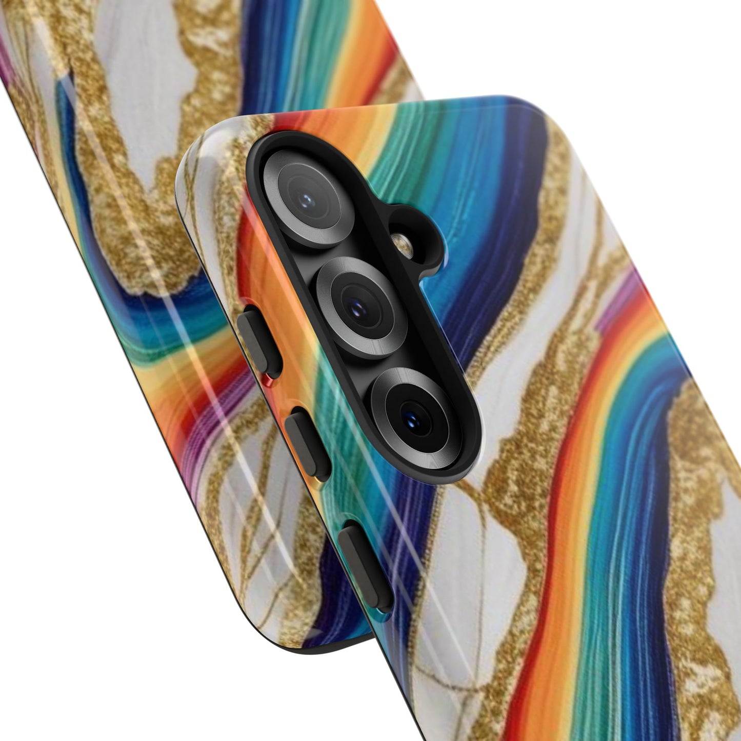 Colorful Marble Phone Case with Rainbow Design, Tough Phone Cover, Customizable Gift, Trendy Cell Accessories, Unique Style