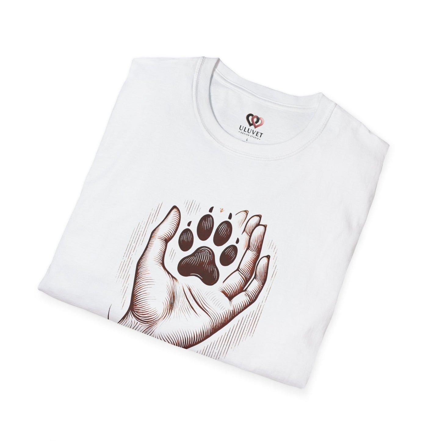 Paw Print Hand Unisex T-Shirt, Pet Lover Gift, Animal Rescue Shirt, Dog Mom Dad Apparel, Birthday, Adoption Day, Casual Wear
