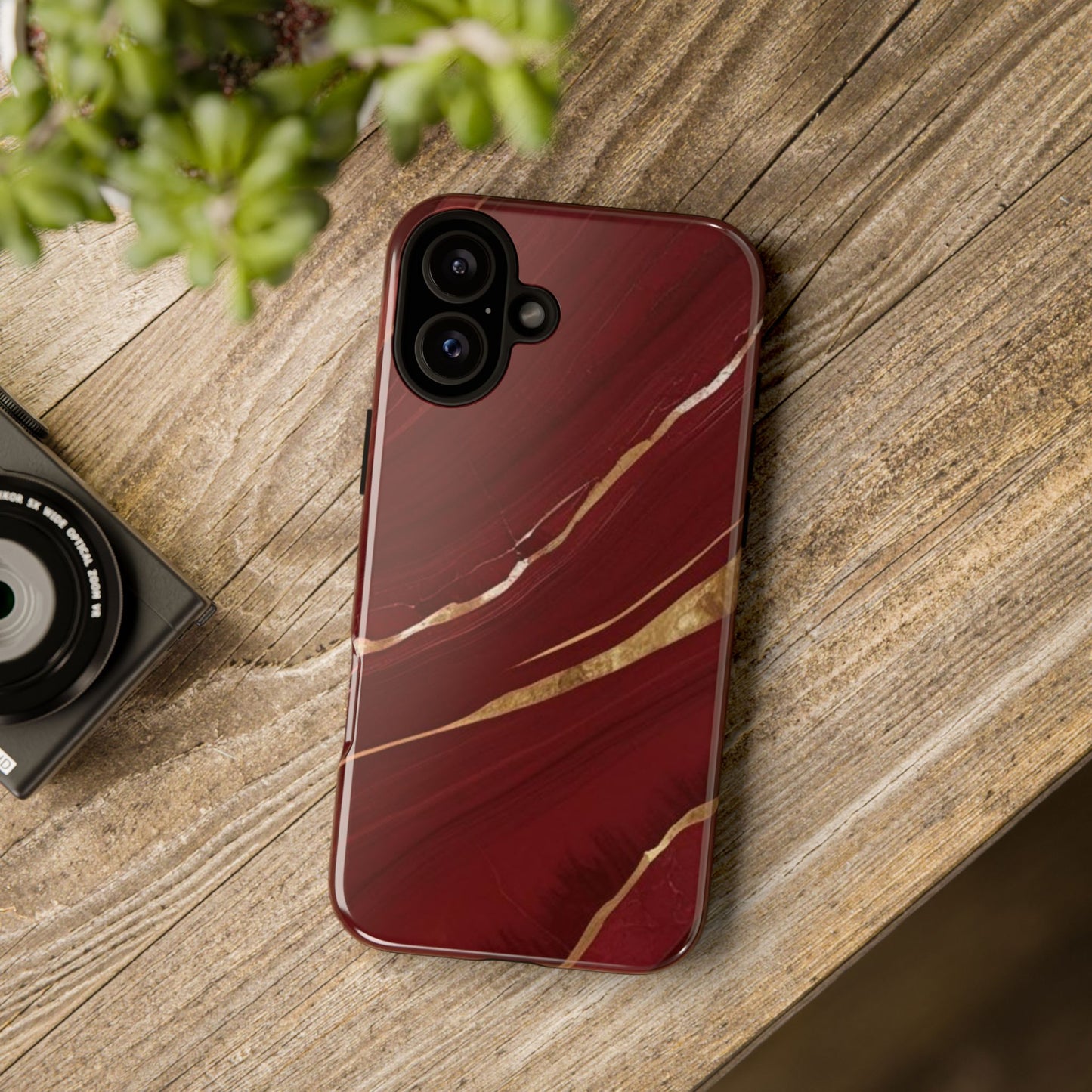 Elegant Red Marble Phone Case - Tough Cases, Stylish Phone Cover, Gift for Her, Luxe Cellphone Protection, Modern Accessories