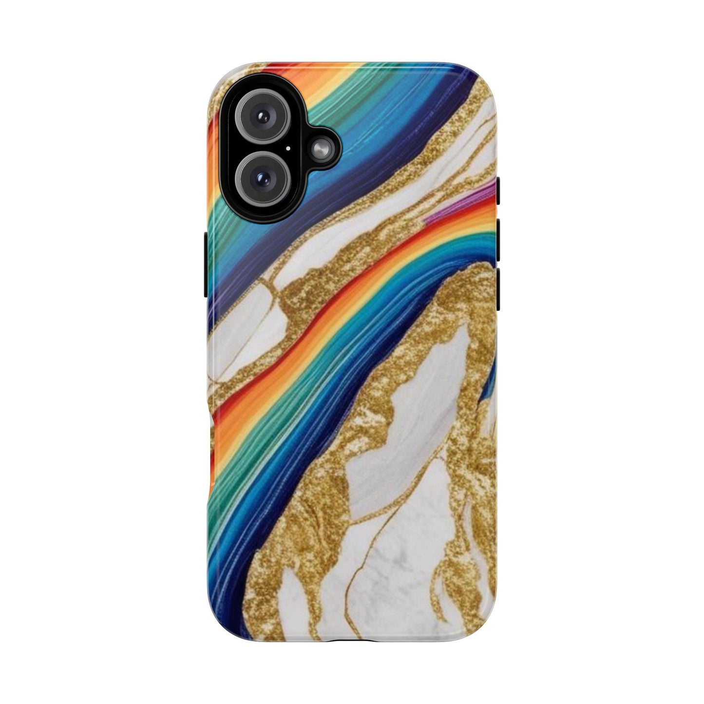 Colorful Marble Phone Case with Rainbow Design, Tough Phone Cover, Customizable Gift, Trendy Cell Accessories, Unique Style