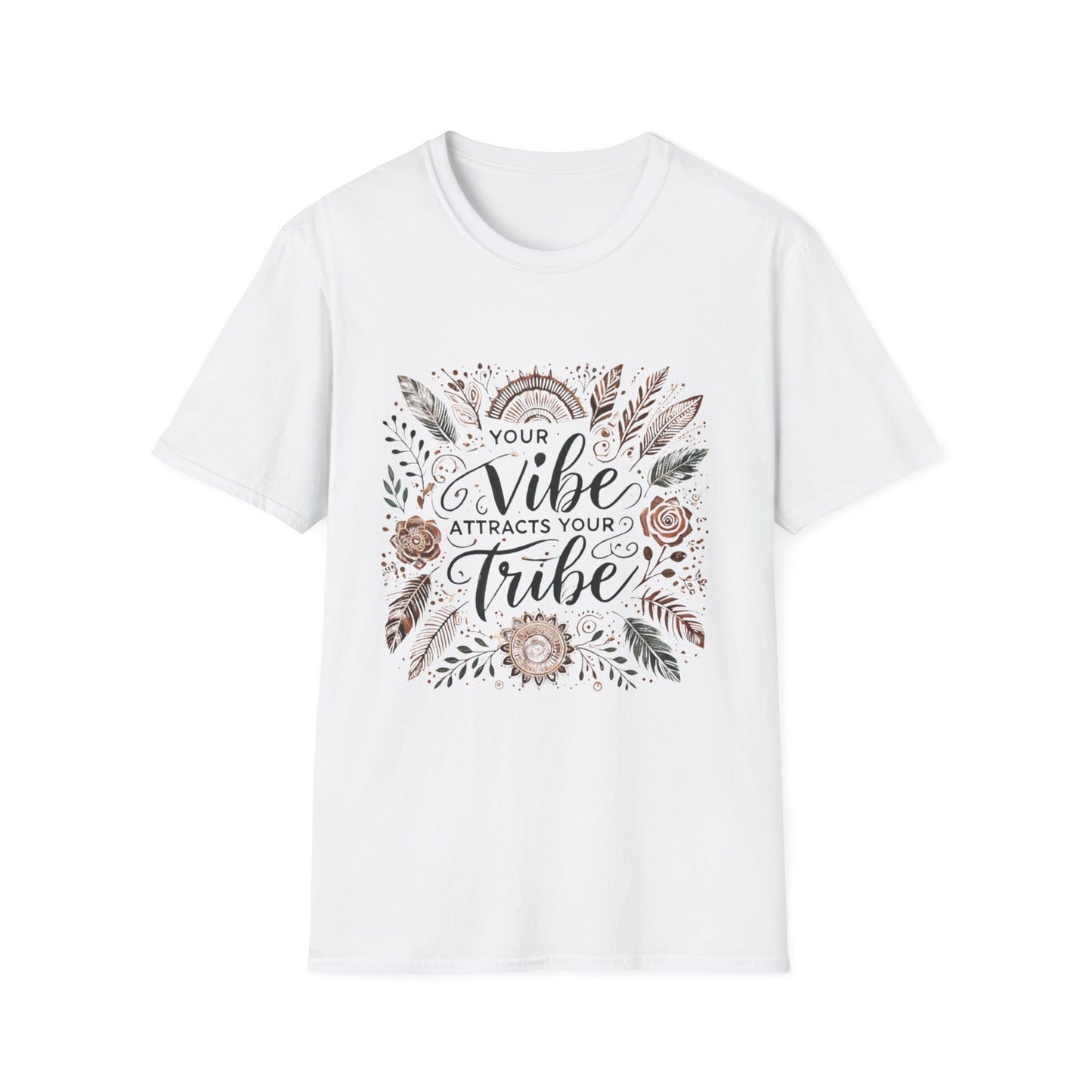 Your Vibe Attracts Your Tribe Unisex Softstyle T-Shirt, Inspirational Tee, Gift for Friends, Spiritual Shirt, Casual Wear, Trendy Clothing