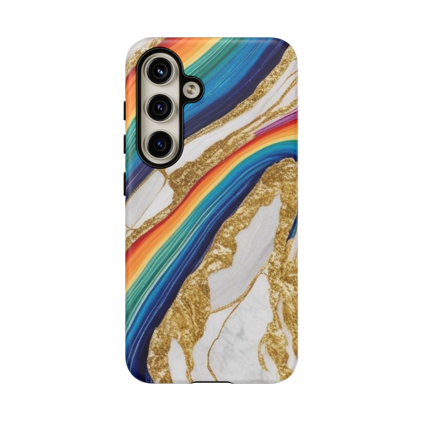 Colorful Marble Phone Case with Rainbow Design, Tough Phone Cover, Customizable Gift, Trendy Cell Accessories, Unique Style