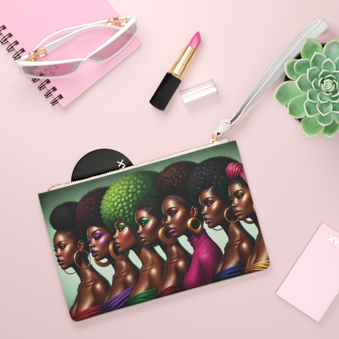 Afro Queen Portraits Clutch Bag | Black Women Art, Colorful Afros, Statement Accessory
