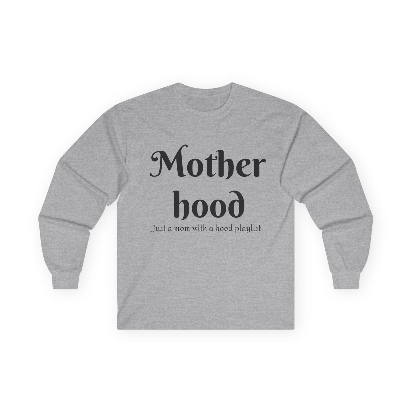 Motherhood Playlist Long Sleeve Tee, Gift for Moms, Casual Wear, Music Theme, Mother's Day Gift, Fun Family Shirt