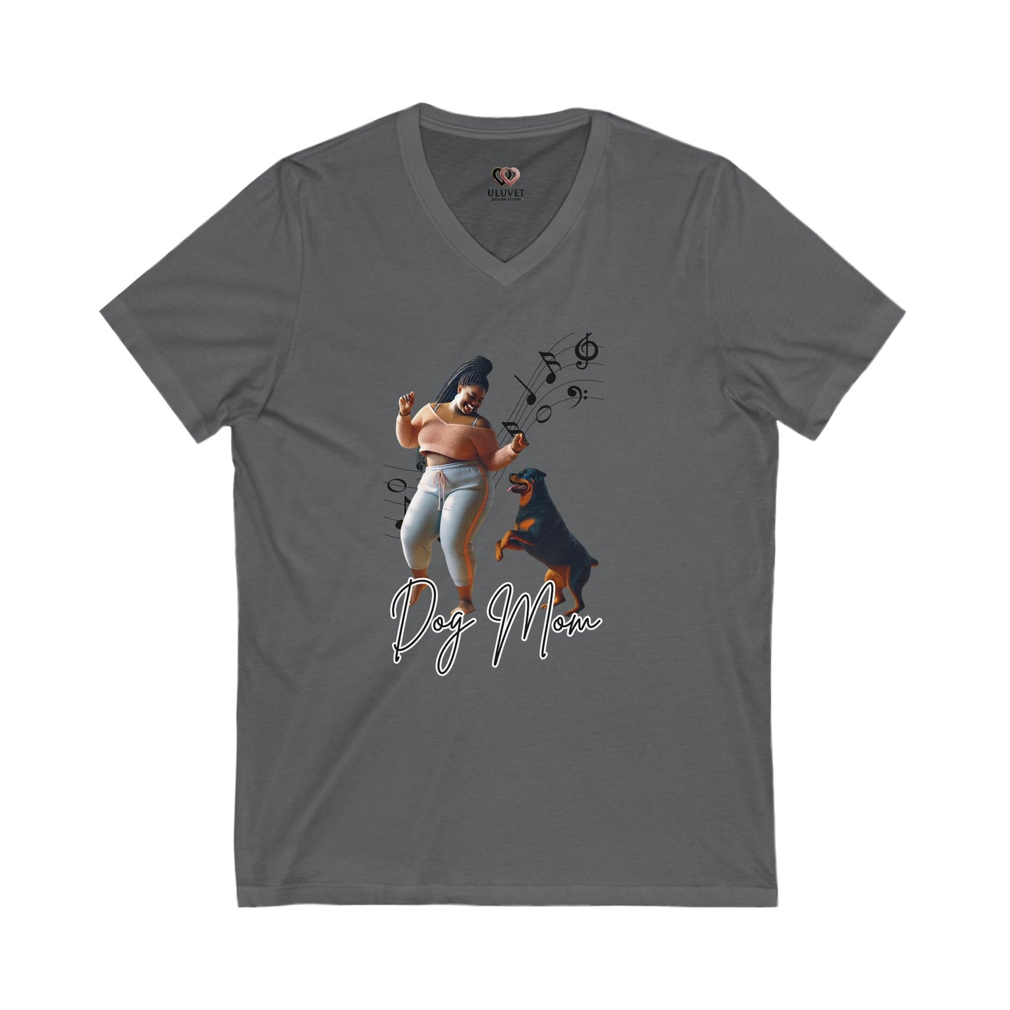 Dog Mom V-Neck Tee - Fun, Stylish Shirt for Dog Lovers, Perfect for Gifts, Pet Celebrations, Casual Wear, Music Lovers