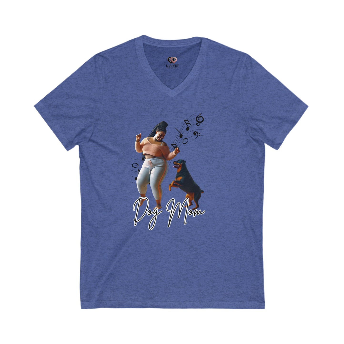 Dog Mom V-Neck Tee - Fun, Stylish Shirt for Dog Lovers, Perfect for Gifts, Pet Celebrations, Casual Wear, Music Lovers