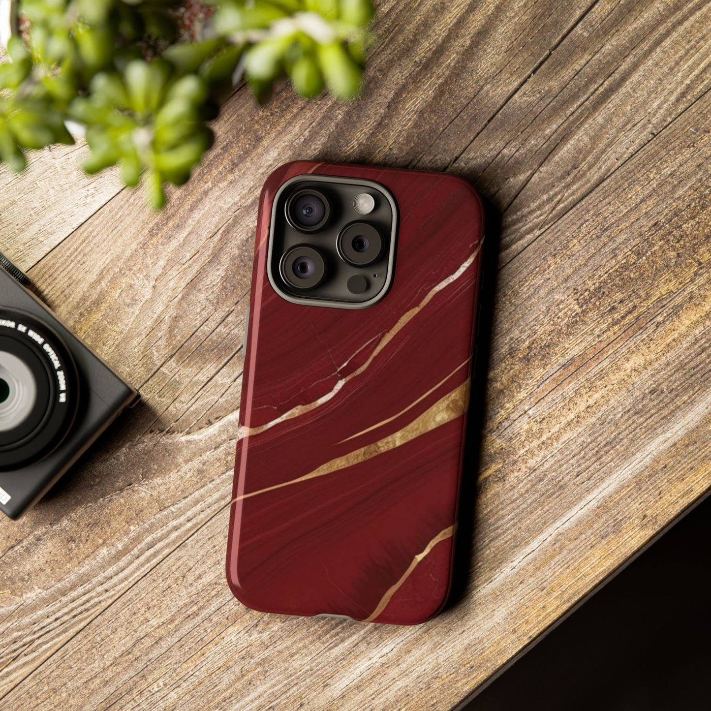 Elegant Red Marble Phone Case - Tough Cases, Stylish Phone Cover, Gift for Her, Luxe Cellphone Protection, Modern Accessories