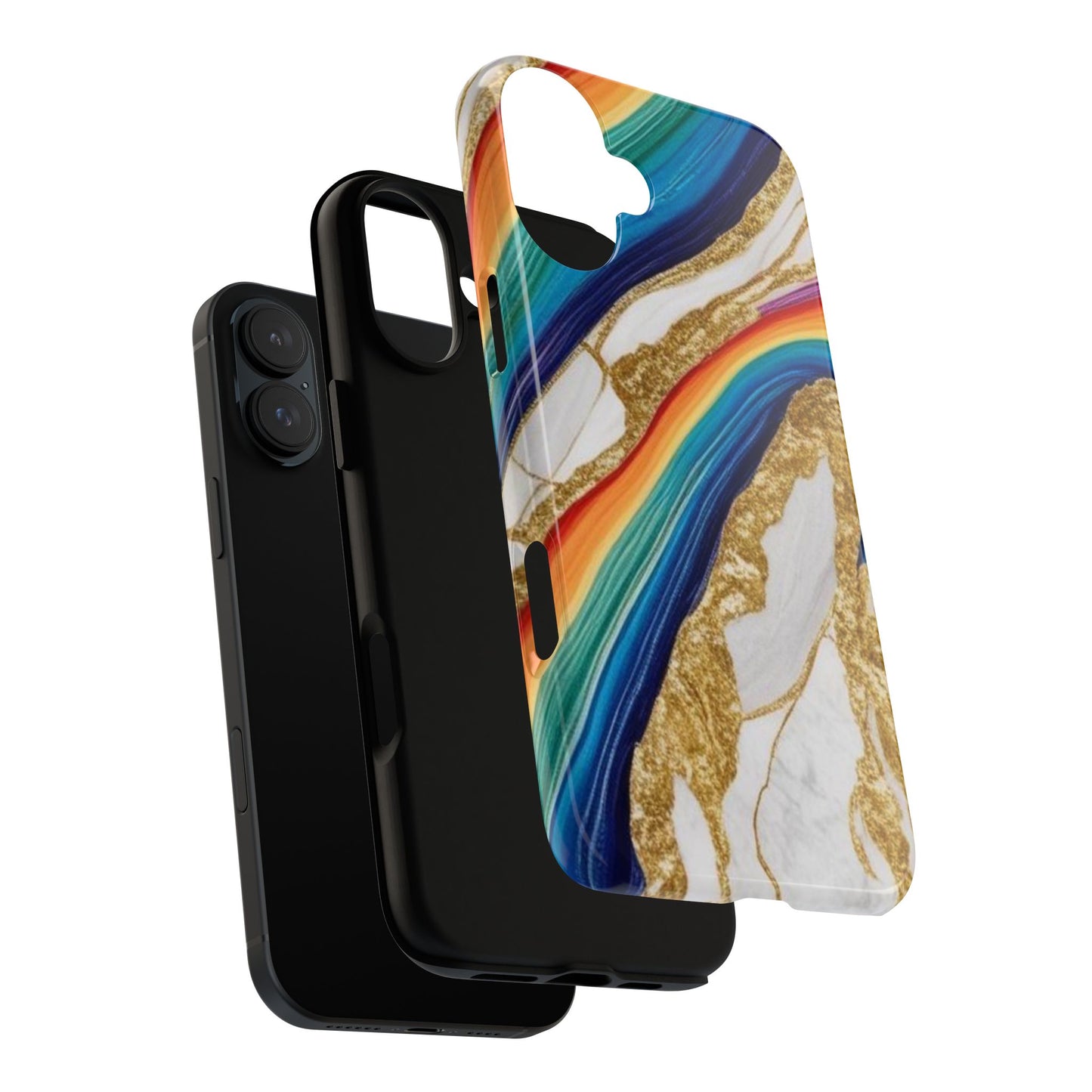 Colorful Marble Phone Case with Rainbow Design, Tough Phone Cover, Customizable Gift, Trendy Cell Accessories, Unique Style