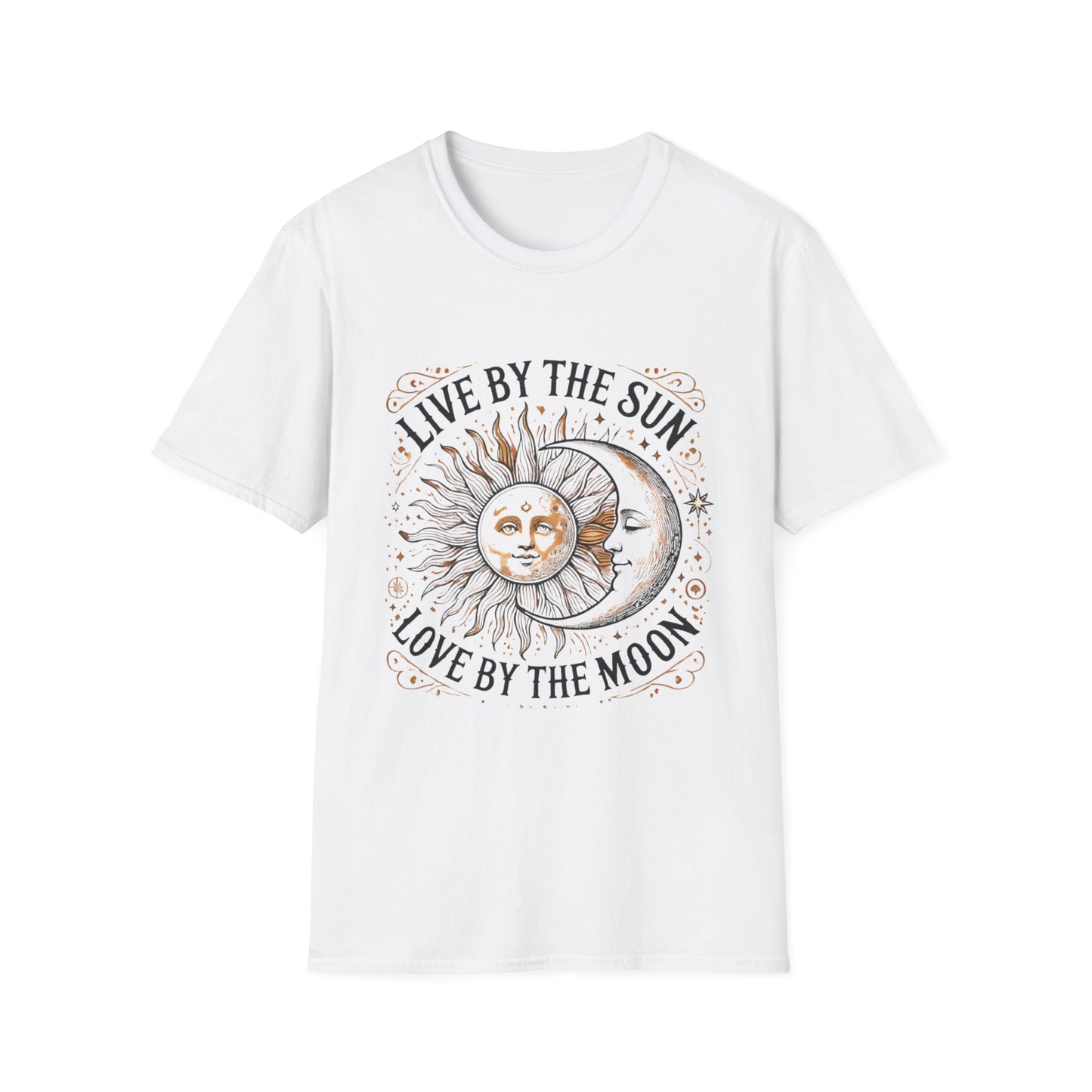 Celestial Quote T-Shirt, Unisex Softstyle T-Shirt, Sun and Moon Graphic Tee, Boho Style T-Shirt, Astrology Lovers Gift, Nature Lover Apparel