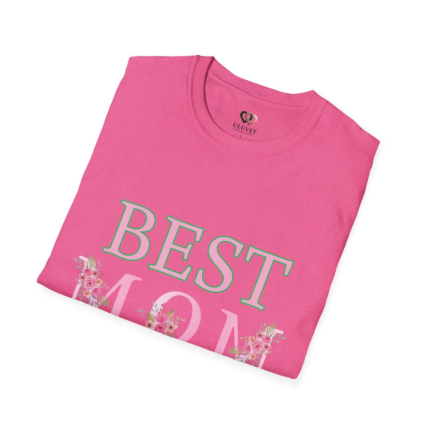 Best Mom Unisex Softstyle T-Shirt | Perfect Gift for Mother's Day, Birthday, Casual Wear, Floral Design, Family Gatherings