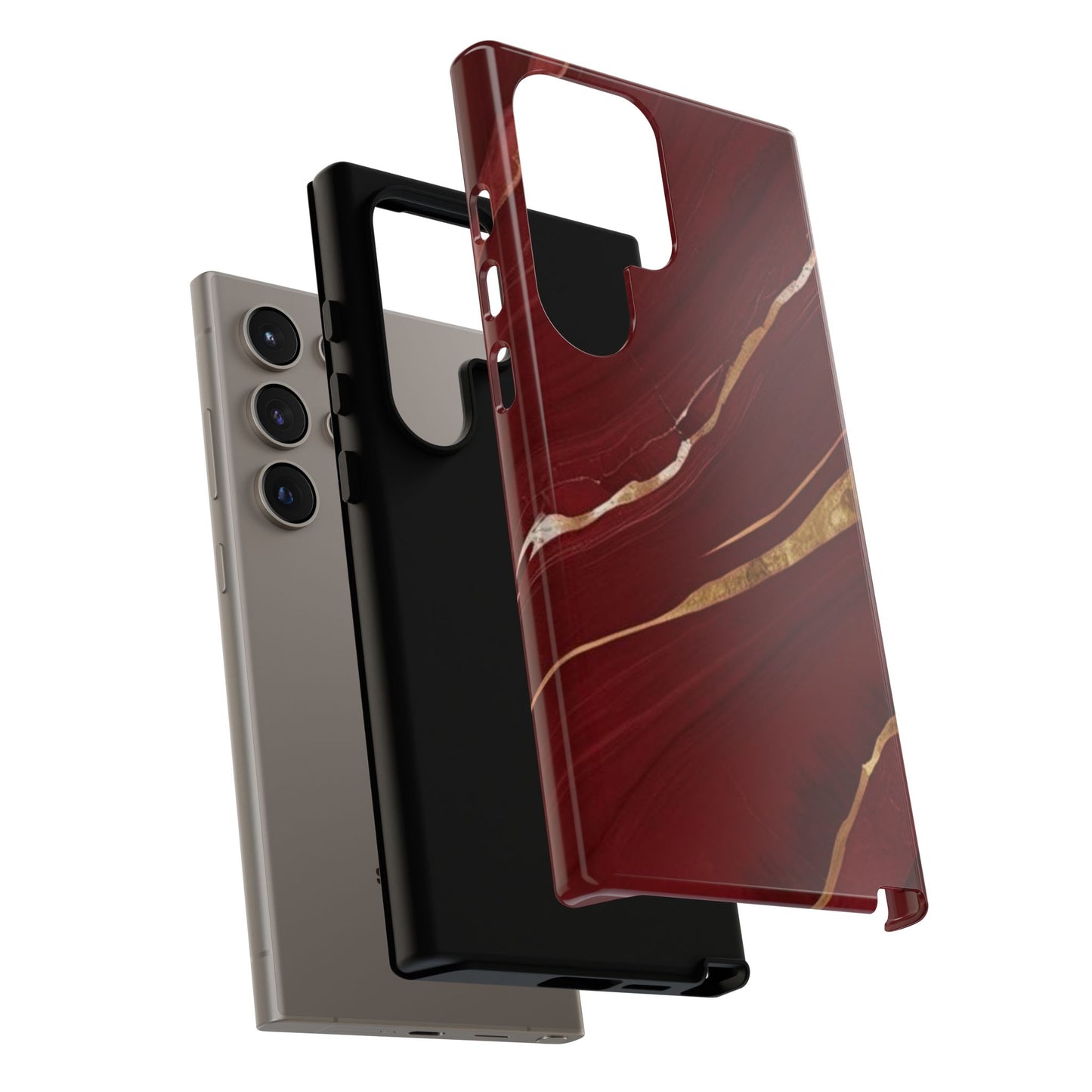 Elegant Red Marble Phone Case - Tough Cases, Stylish Phone Cover, Gift for Her, Luxe Cellphone Protection, Modern Accessories