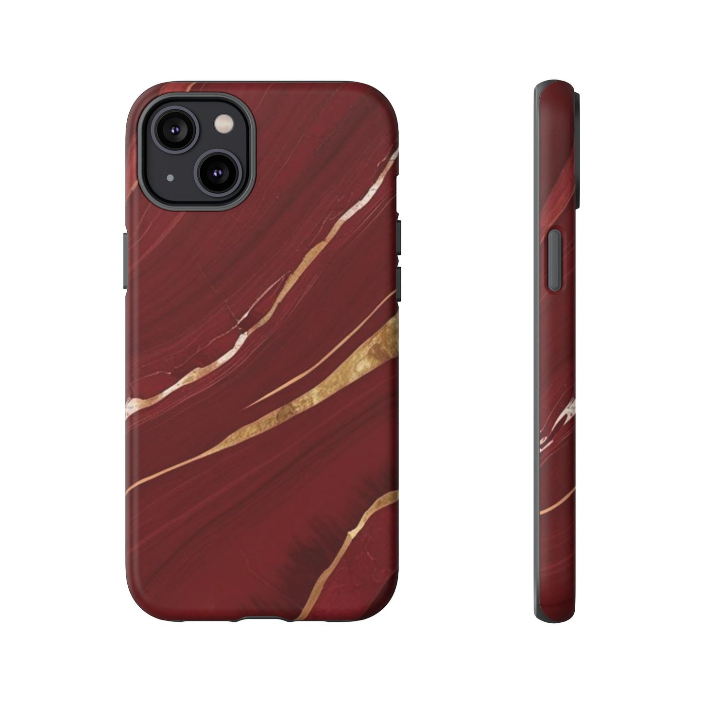 Elegant Red Marble Phone Case - Tough Cases, Stylish Phone Cover, Gift for Her, Luxe Cellphone Protection, Modern Accessories