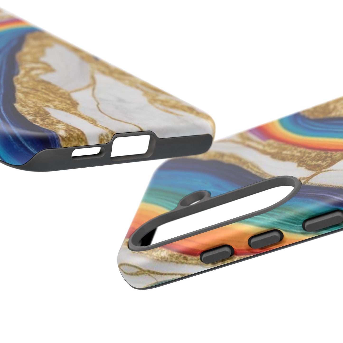 Colorful Marble Phone Case with Rainbow Design, Tough Phone Cover, Customizable Gift, Trendy Cell Accessories, Unique Style