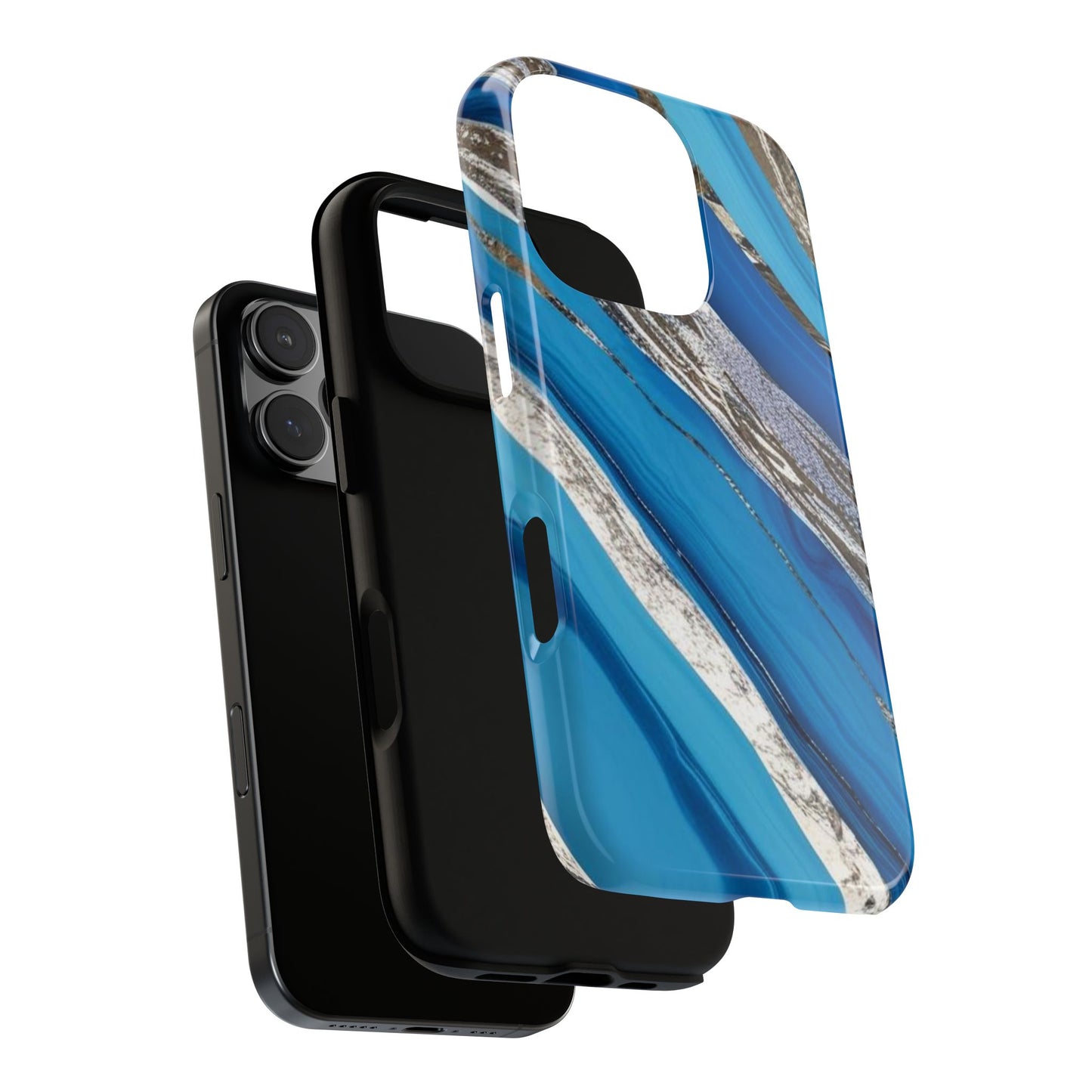 Marbled Phone Case - Tough Cases, Stylish Protection, Blue and Gold, Gift for Tech Lovers, Perfect for Birthdays and Anniversaries