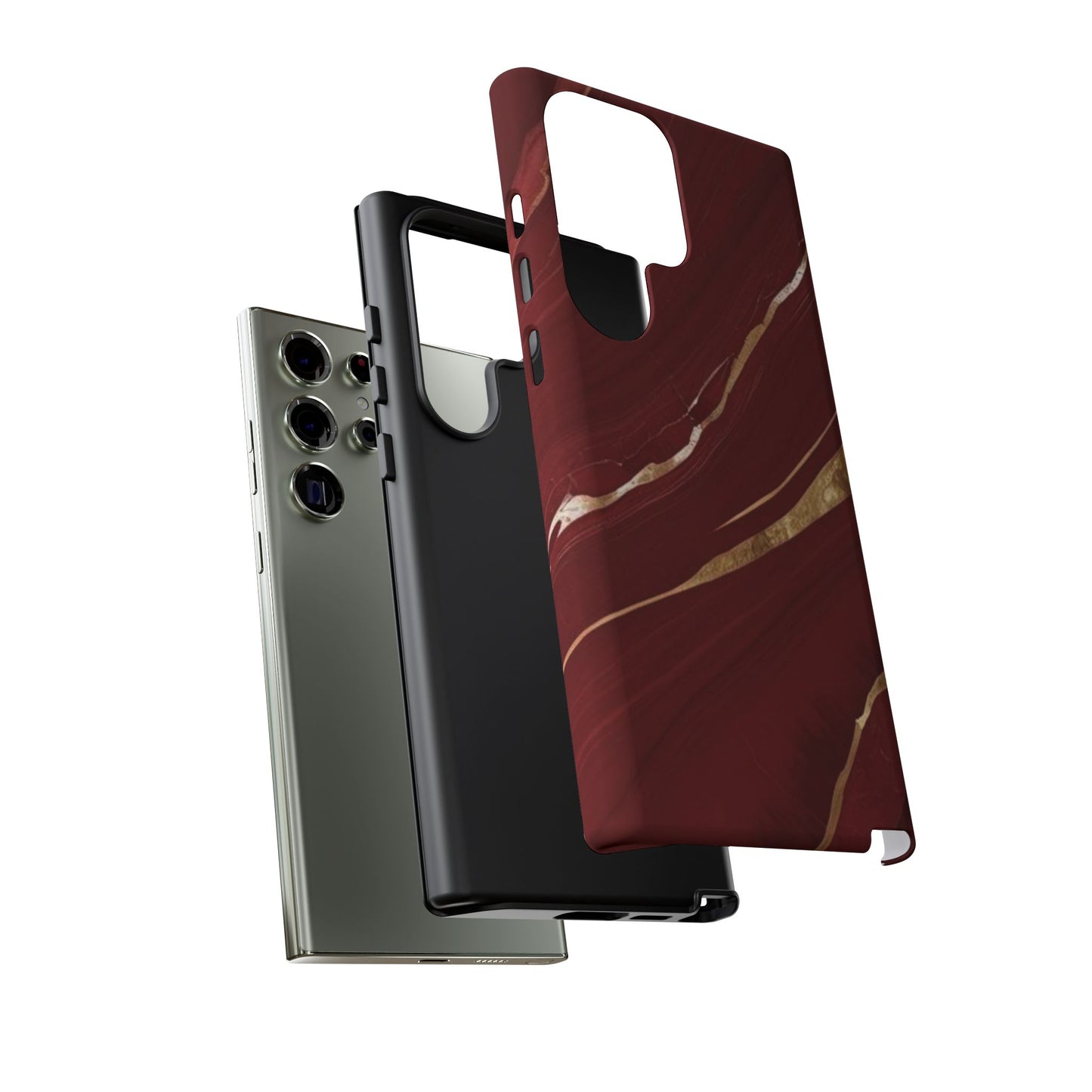 Elegant Red Marble Phone Case - Tough Cases, Stylish Phone Cover, Gift for Her, Luxe Cellphone Protection, Modern Accessories