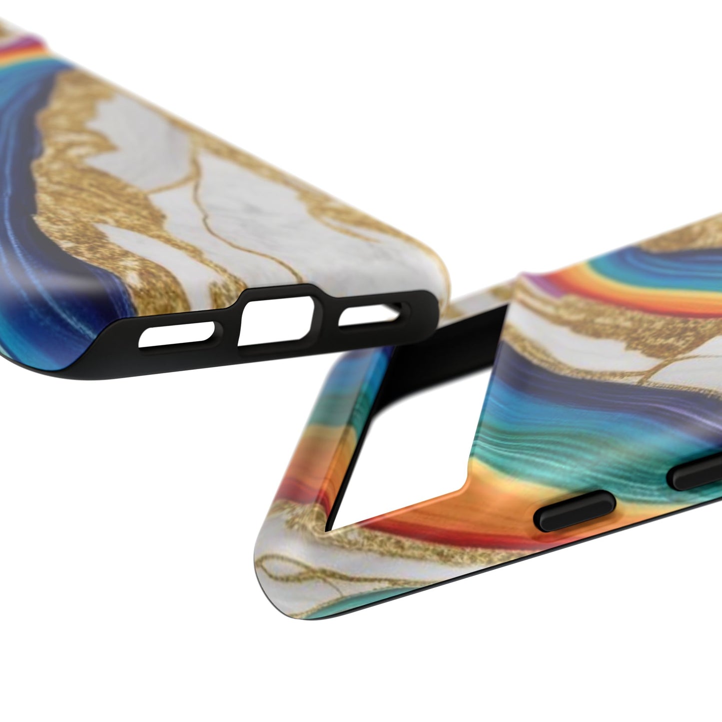 Colorful Marble Phone Case with Rainbow Design, Tough Phone Cover, Customizable Gift, Trendy Cell Accessories, Unique Style