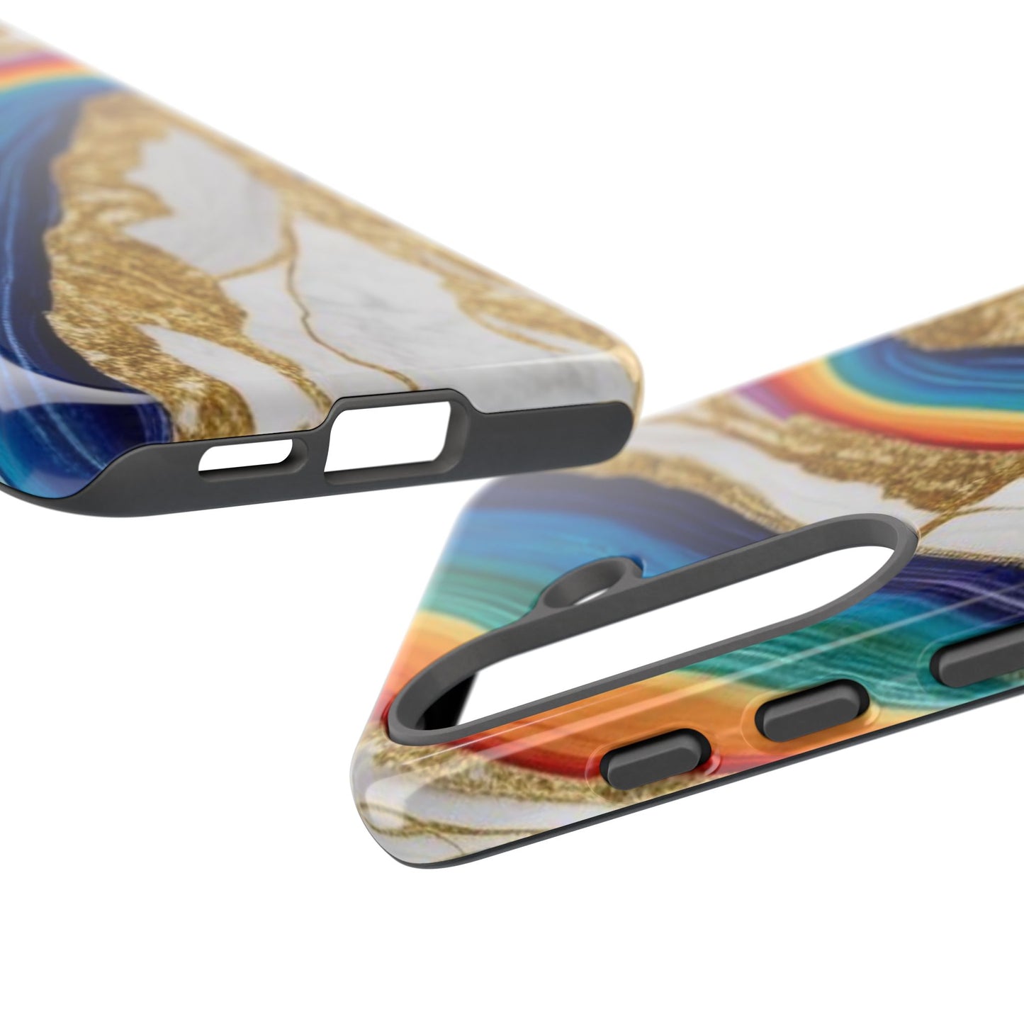 Colorful Marble Phone Case with Rainbow Design, Tough Phone Cover, Customizable Gift, Trendy Cell Accessories, Unique Style