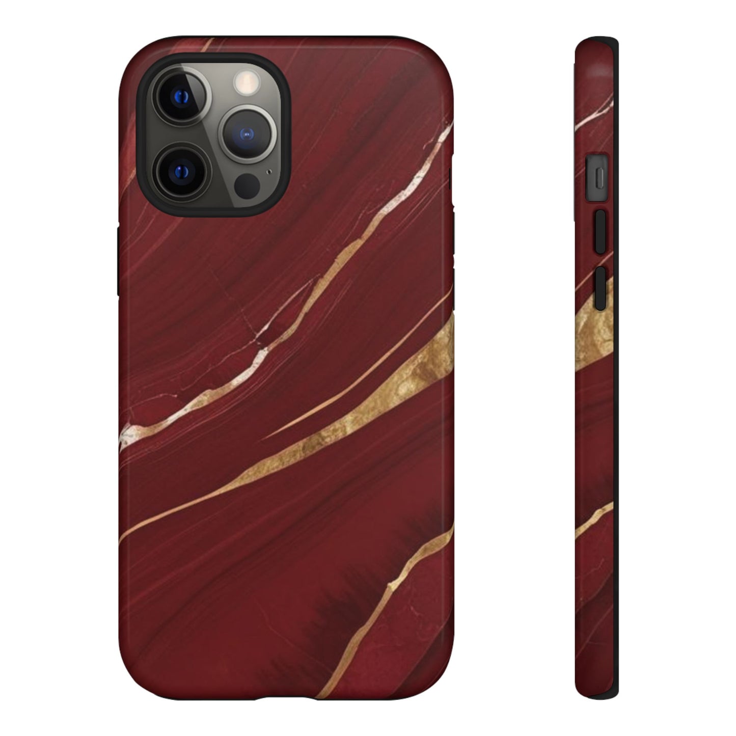 Elegant Red Marble Phone Case - Tough Cases, Stylish Phone Cover, Gift for Her, Luxe Cellphone Protection, Modern Accessories