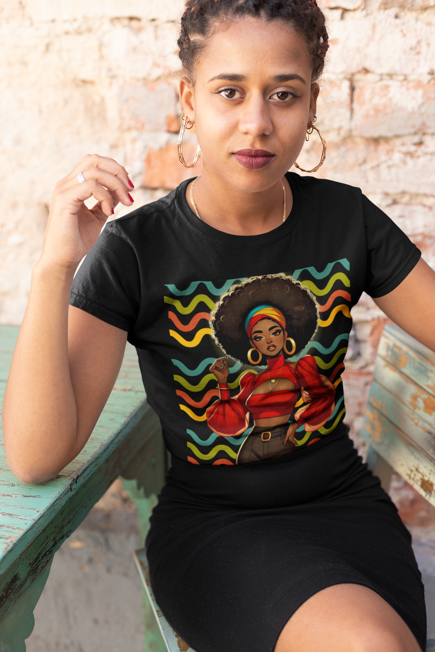 Afro Puff Fashion Tee — Retro Vibes Black Girl Magic T-Shirt