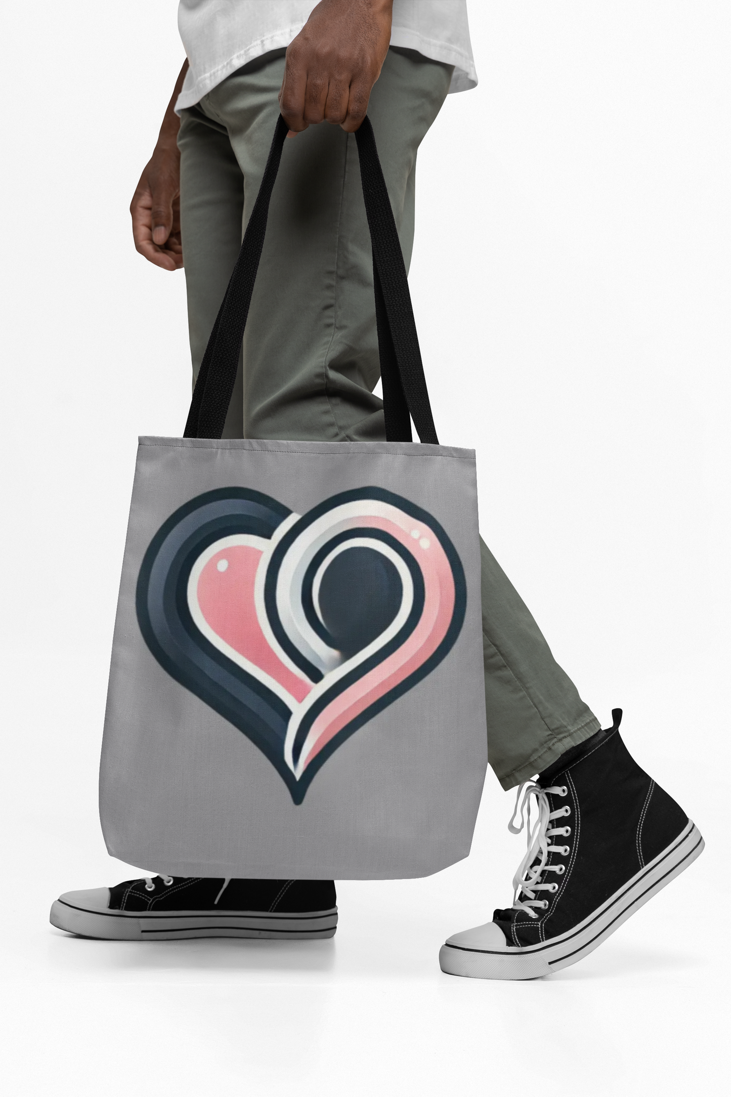Abstract Heart Tote Bag — Pink & Navy Love Art Tote