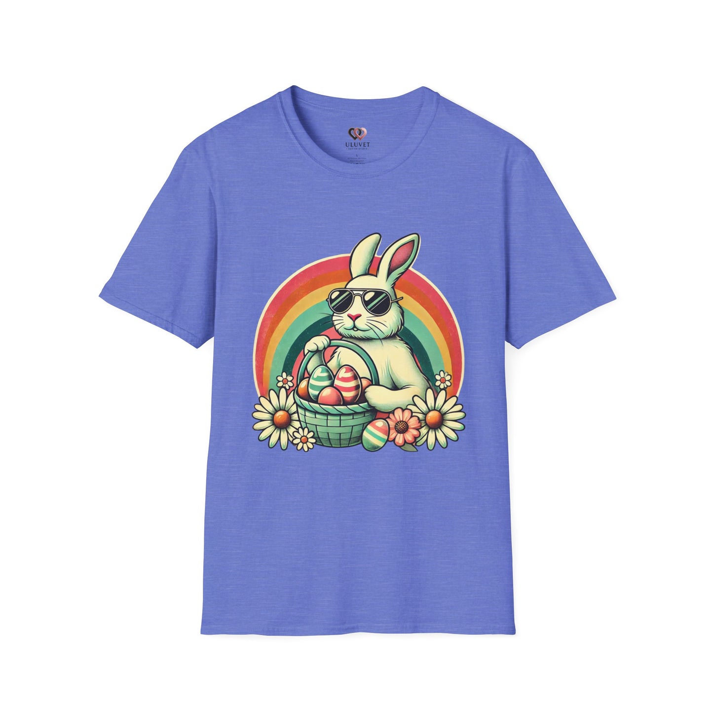 Retro Bunny Easter T-Shirt, Cute Rabbit Graphic Tee for Spring Celebrations, Unisex Softstyle Shirt, Perfect for Easter and Brunch, Fun Gift