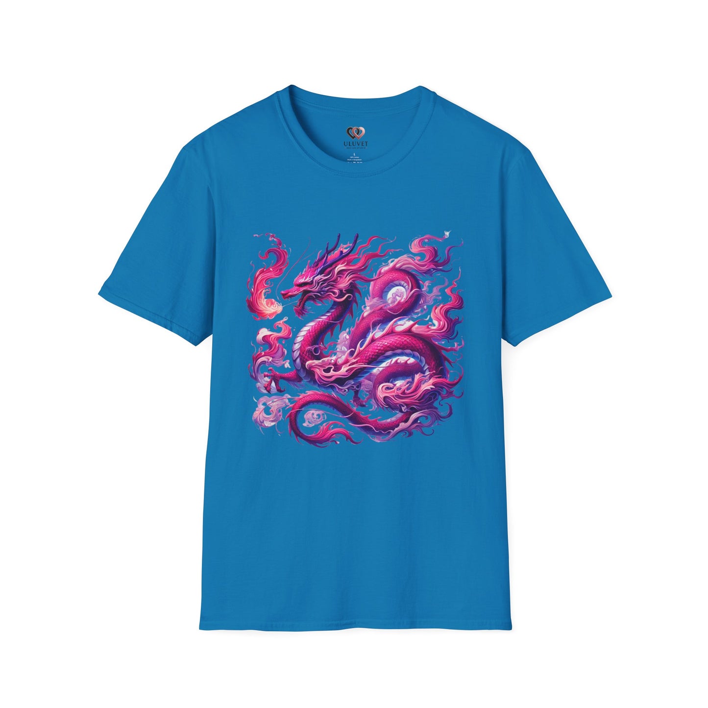 Pink Dragon Unisex Softstyle T-Shirt, Dragon Lover Tee, Mythical Creature Shirt, Fantasy Graphic Top, Cute Magical Animal Apparel