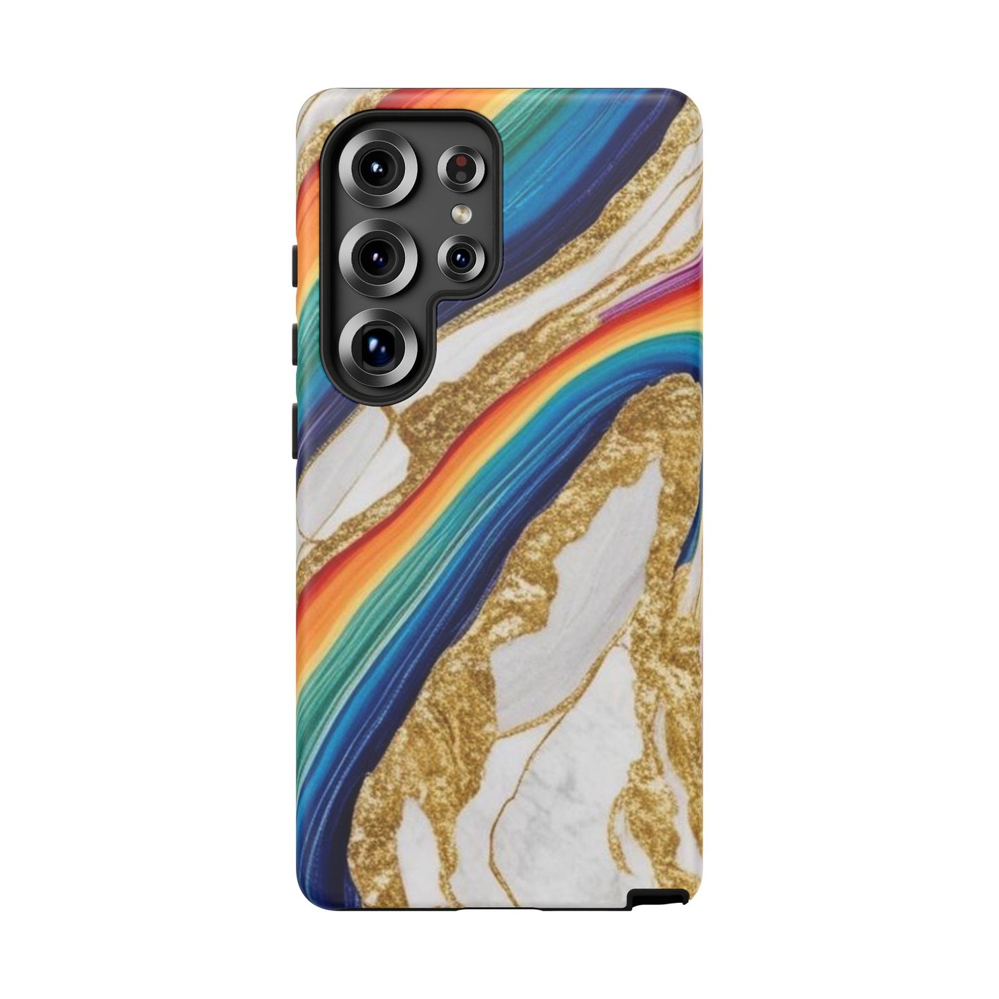 Colorful Marble Phone Case with Rainbow Design, Tough Phone Cover, Customizable Gift, Trendy Cell Accessories, Unique Style
