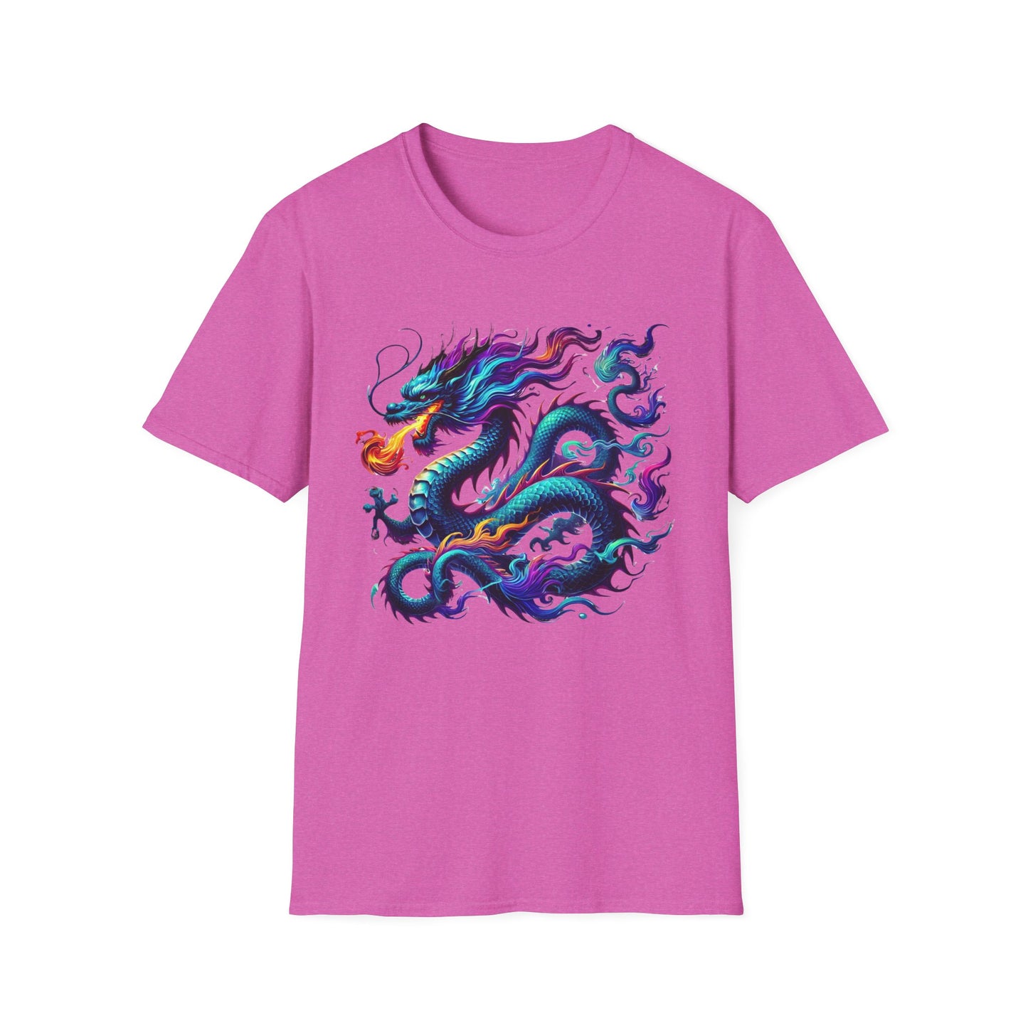 Dragon Graphic T-Shirt, Unisex Softstyle Tee, Art Shirt, Gift for Him, Gift for Her, Casual Wear, Festival Fashion