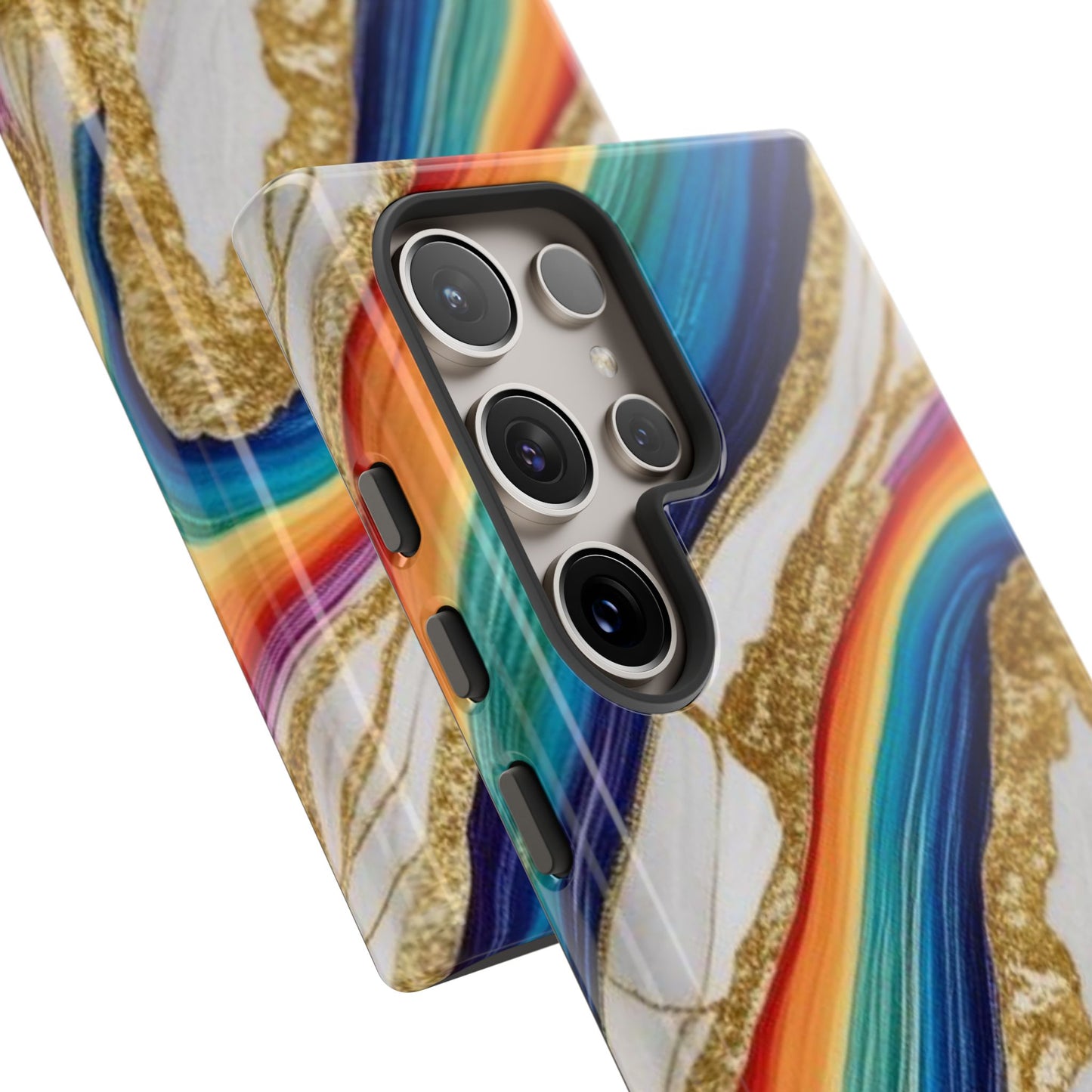 Colorful Marble Phone Case with Rainbow Design, Tough Phone Cover, Customizable Gift, Trendy Cell Accessories, Unique Style