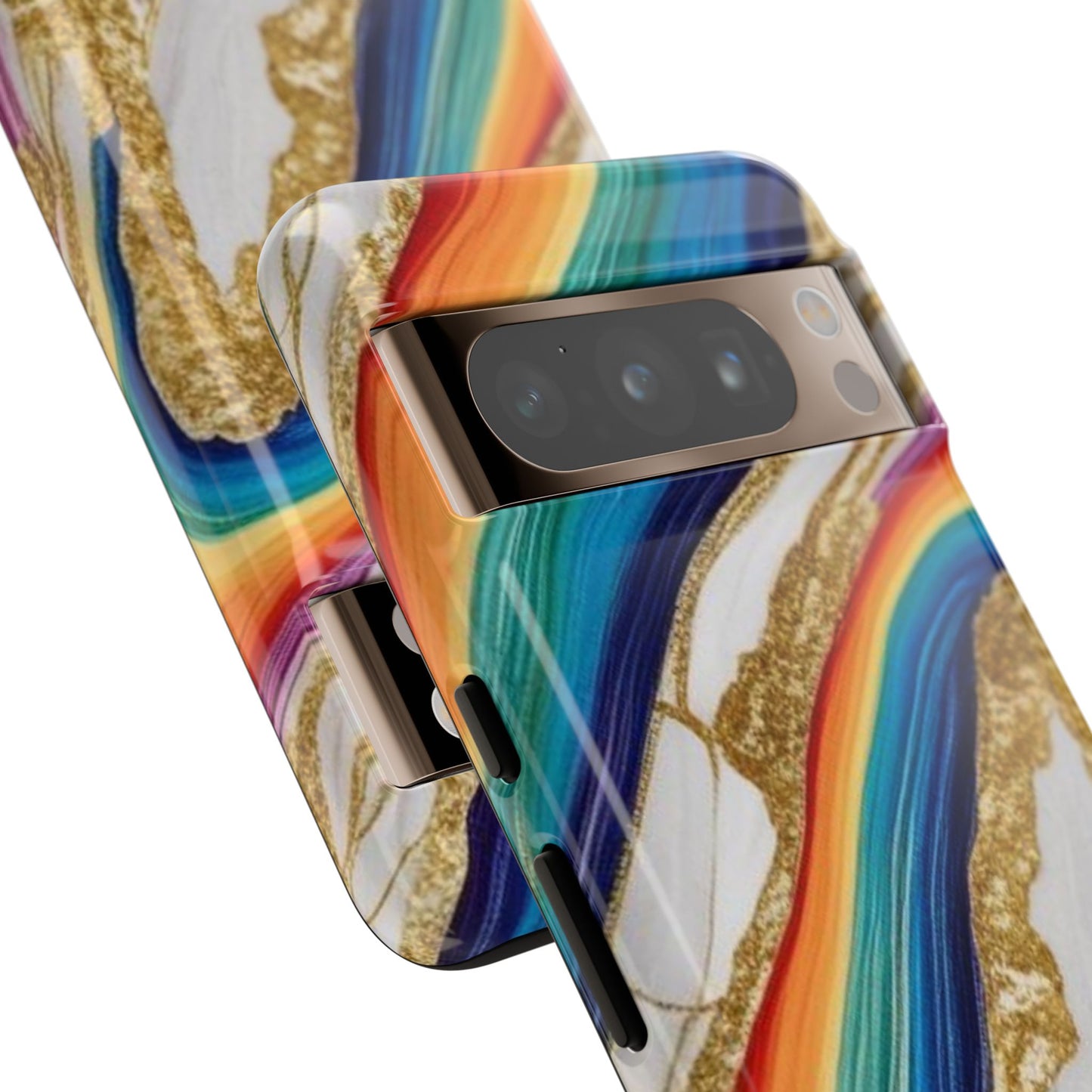 Colorful Marble Phone Case with Rainbow Design, Tough Phone Cover, Customizable Gift, Trendy Cell Accessories, Unique Style