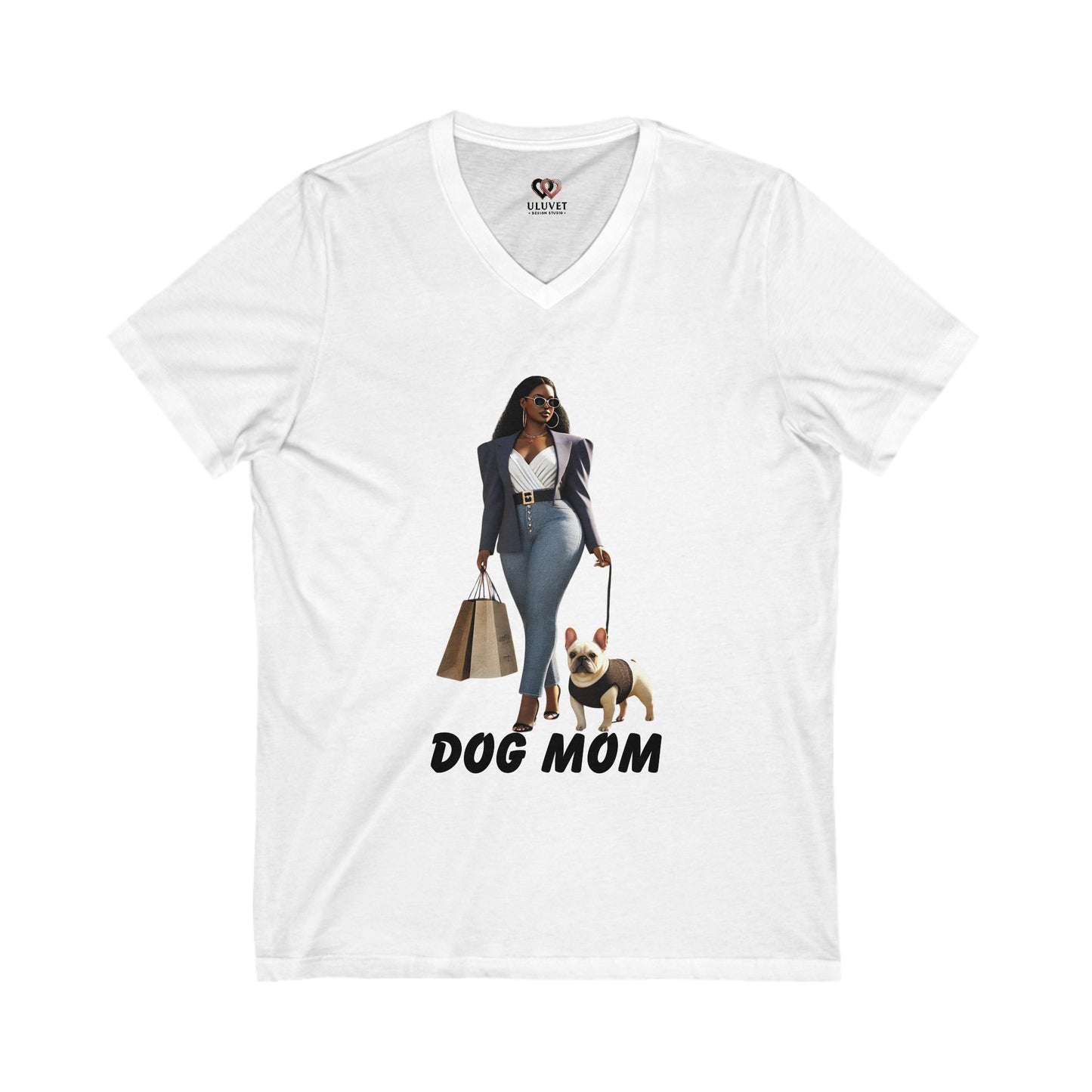 Stylish Dog Mom V-Neck Tee, Perfect Gift for Pet Lovers, Casual Wear, Dog Owner Apparel, Birthday and Mother's Day Gift