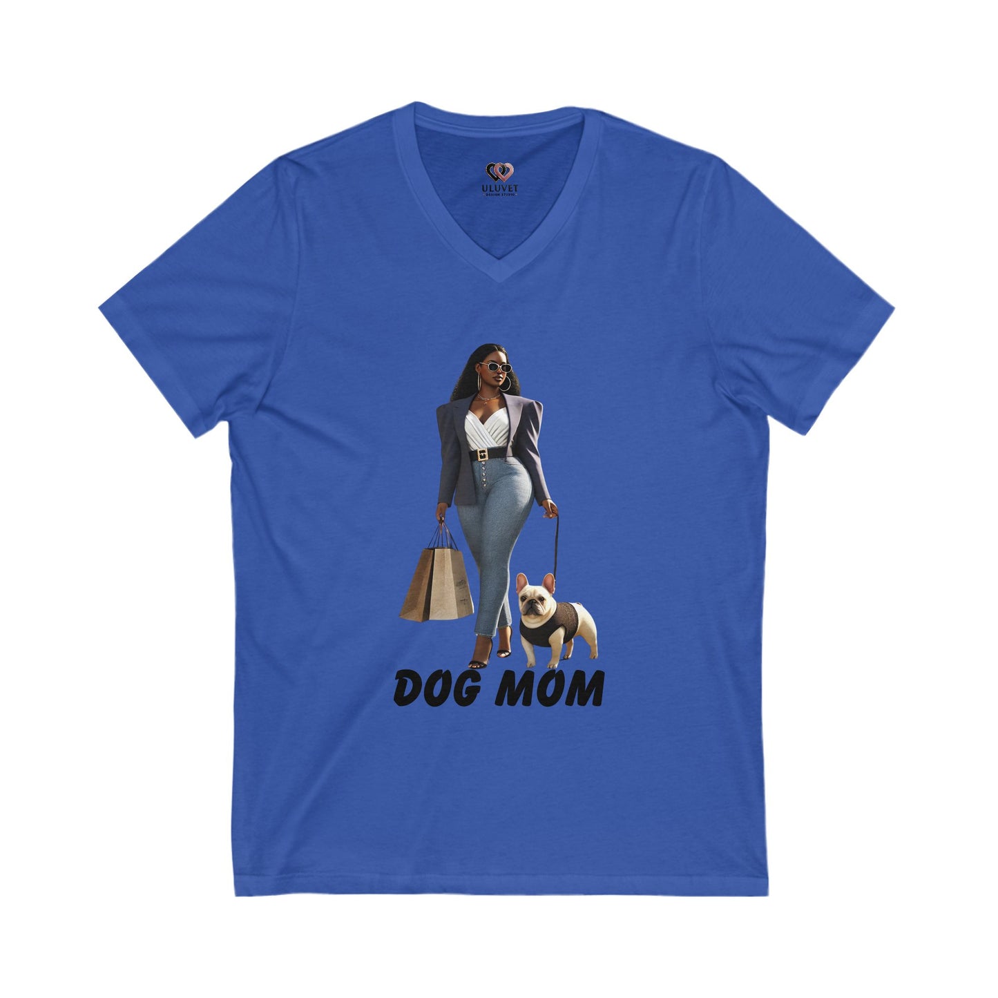 Stylish Dog Mom V-Neck Tee, Perfect Gift for Pet Lovers, Casual Wear, Dog Owner Apparel, Birthday and Mother's Day Gift