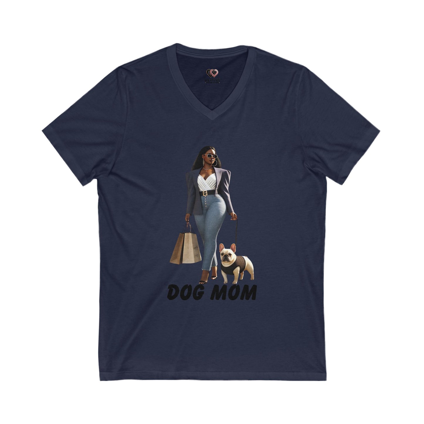 Stylish Dog Mom V-Neck Tee, Perfect Gift for Pet Lovers, Casual Wear, Dog Owner Apparel, Birthday and Mother's Day Gift