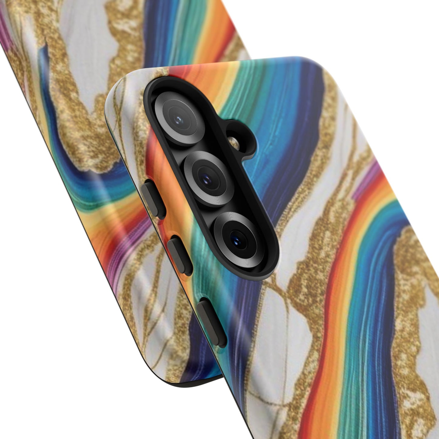 Colorful Marble Phone Case with Rainbow Design, Tough Phone Cover, Customizable Gift, Trendy Cell Accessories, Unique Style