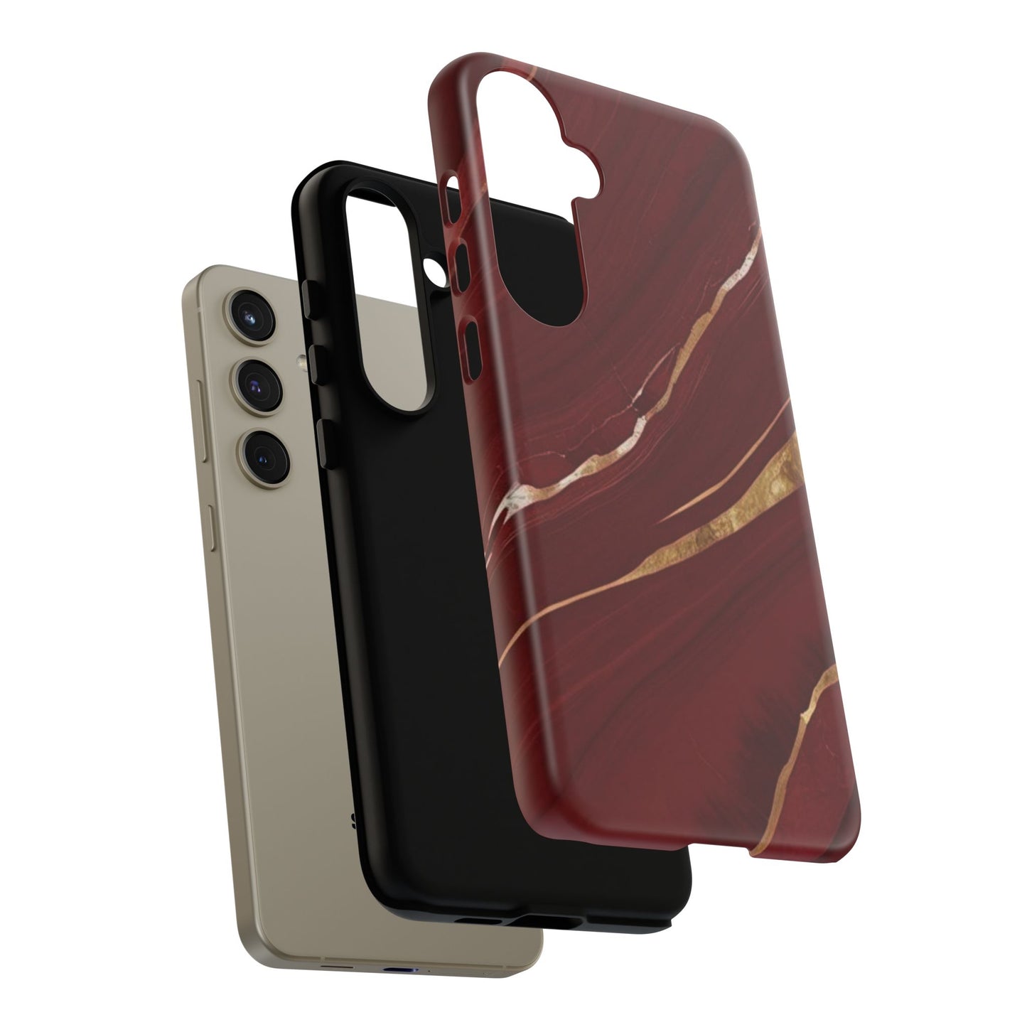 Elegant Red Marble Phone Case - Tough Cases, Stylish Phone Cover, Gift for Her, Luxe Cellphone Protection, Modern Accessories