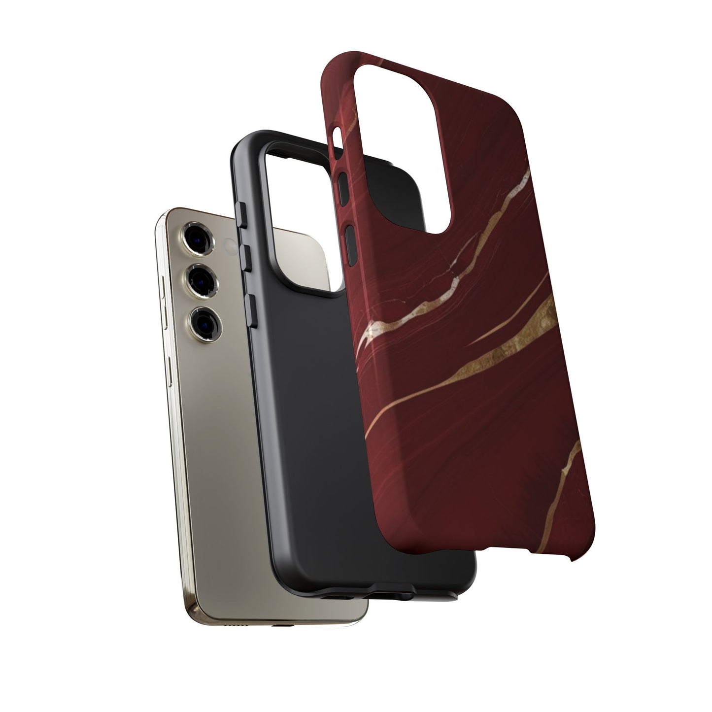 Elegant Red Marble Phone Case - Tough Cases, Stylish Phone Cover, Gift for Her, Luxe Cellphone Protection, Modern Accessories