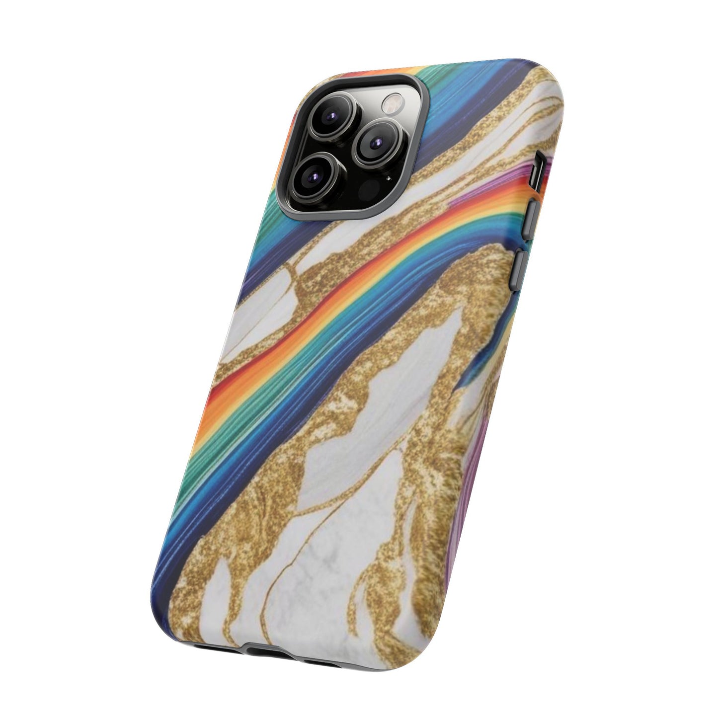 Colorful Marble Phone Case with Rainbow Design, Tough Phone Cover, Customizable Gift, Trendy Cell Accessories, Unique Style