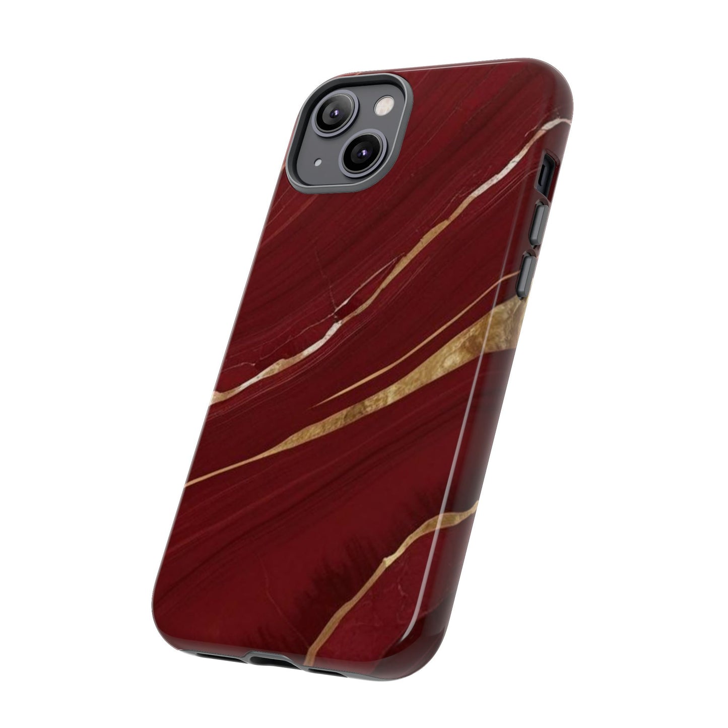 Elegant Red Marble Phone Case - Tough Cases, Stylish Phone Cover, Gift for Her, Luxe Cellphone Protection, Modern Accessories