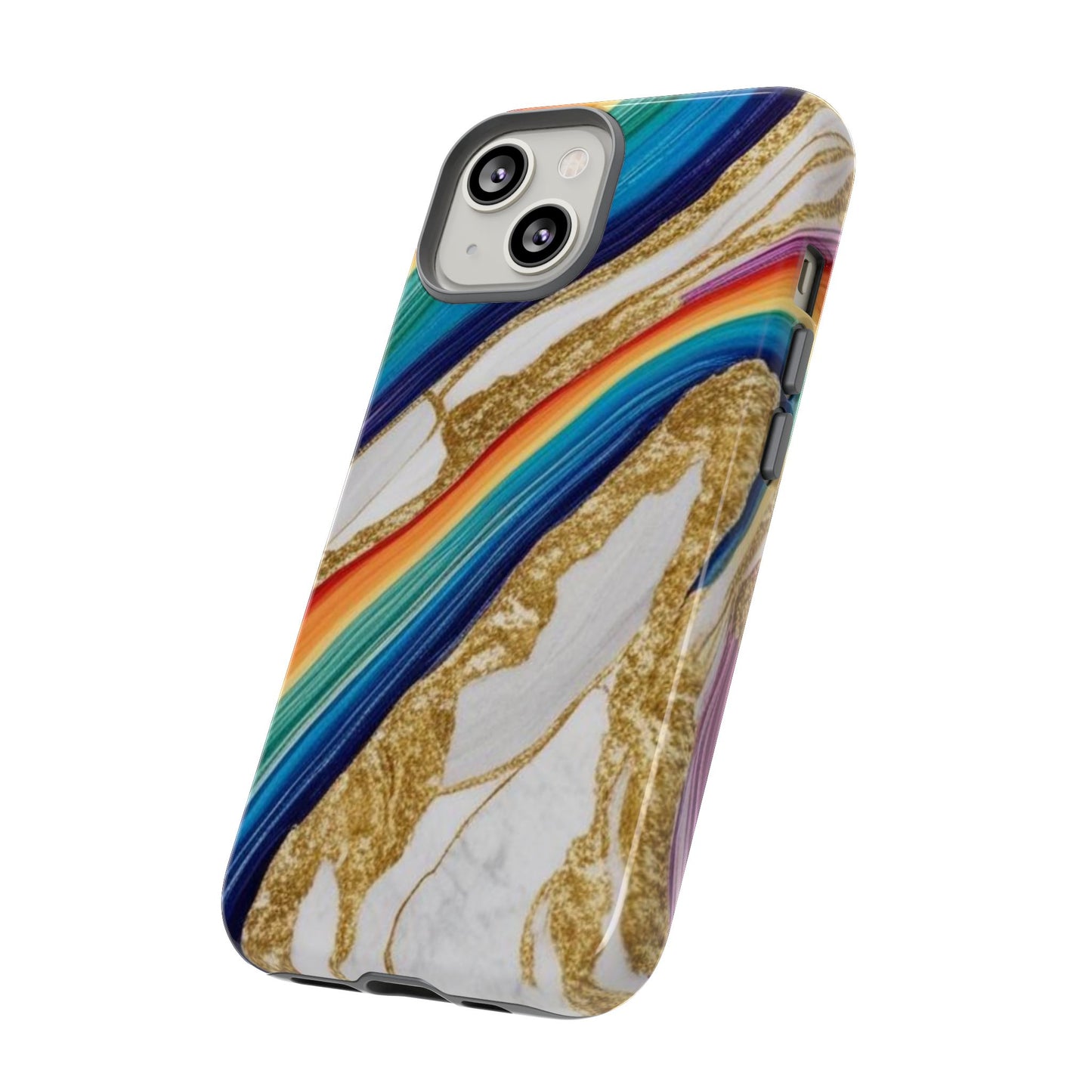 Colorful Marble Phone Case with Rainbow Design, Tough Phone Cover, Customizable Gift, Trendy Cell Accessories, Unique Style
